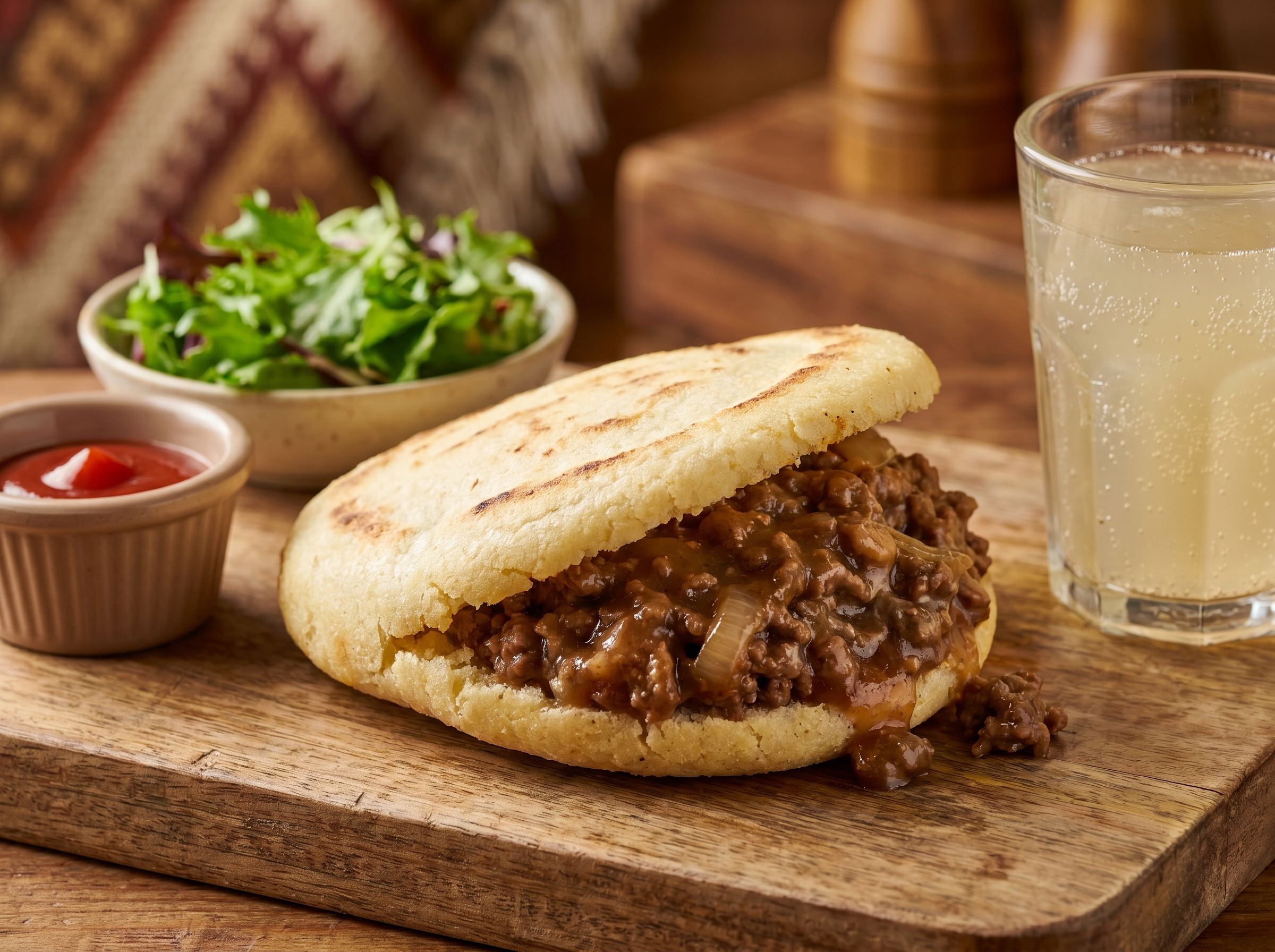 Arepa rellena de pastel de carne australiano (Meat Pie Arepa)