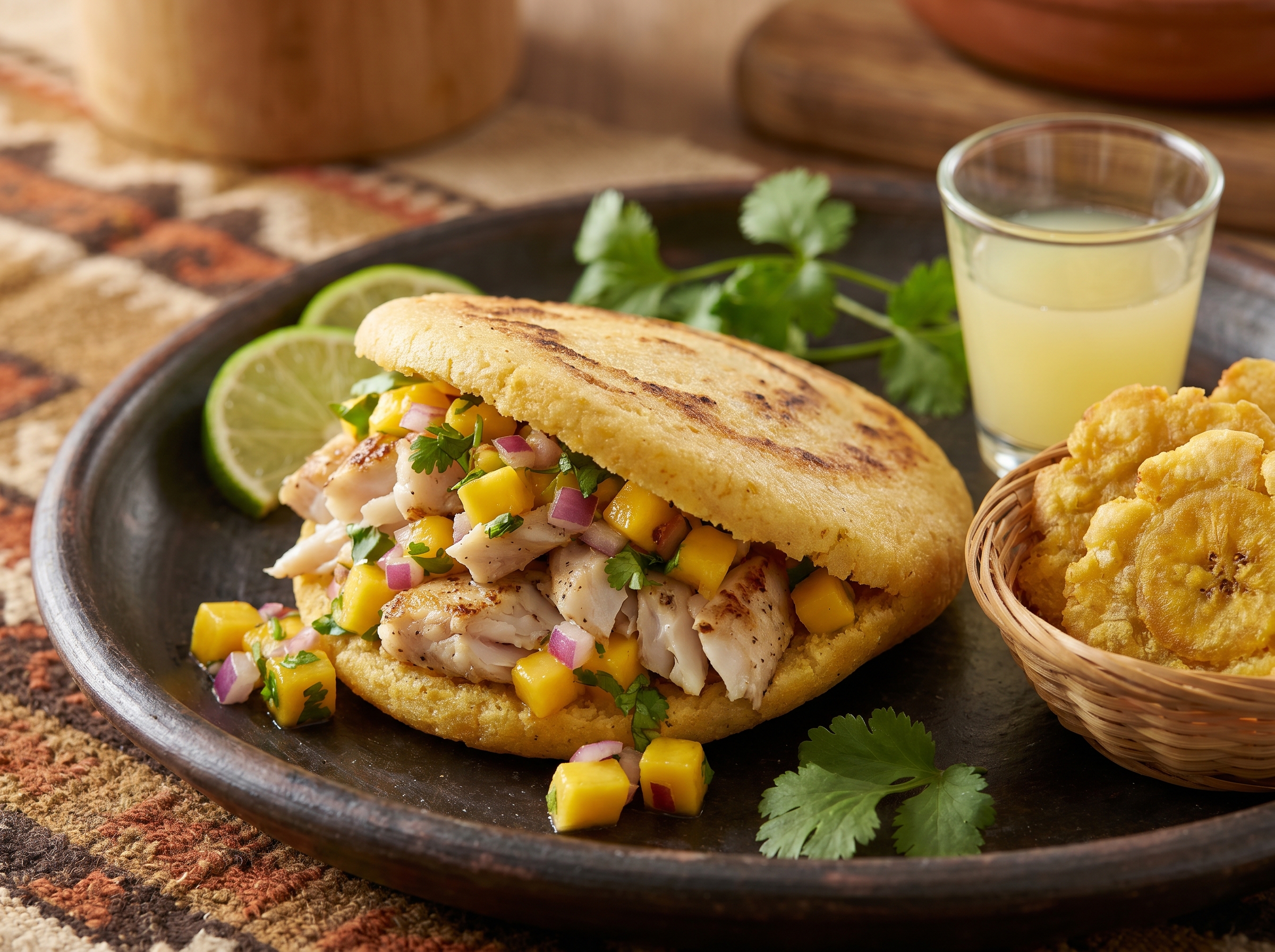 Arepa de Barramundi con Salsa de Mango y Lima (Darwin, Australia)