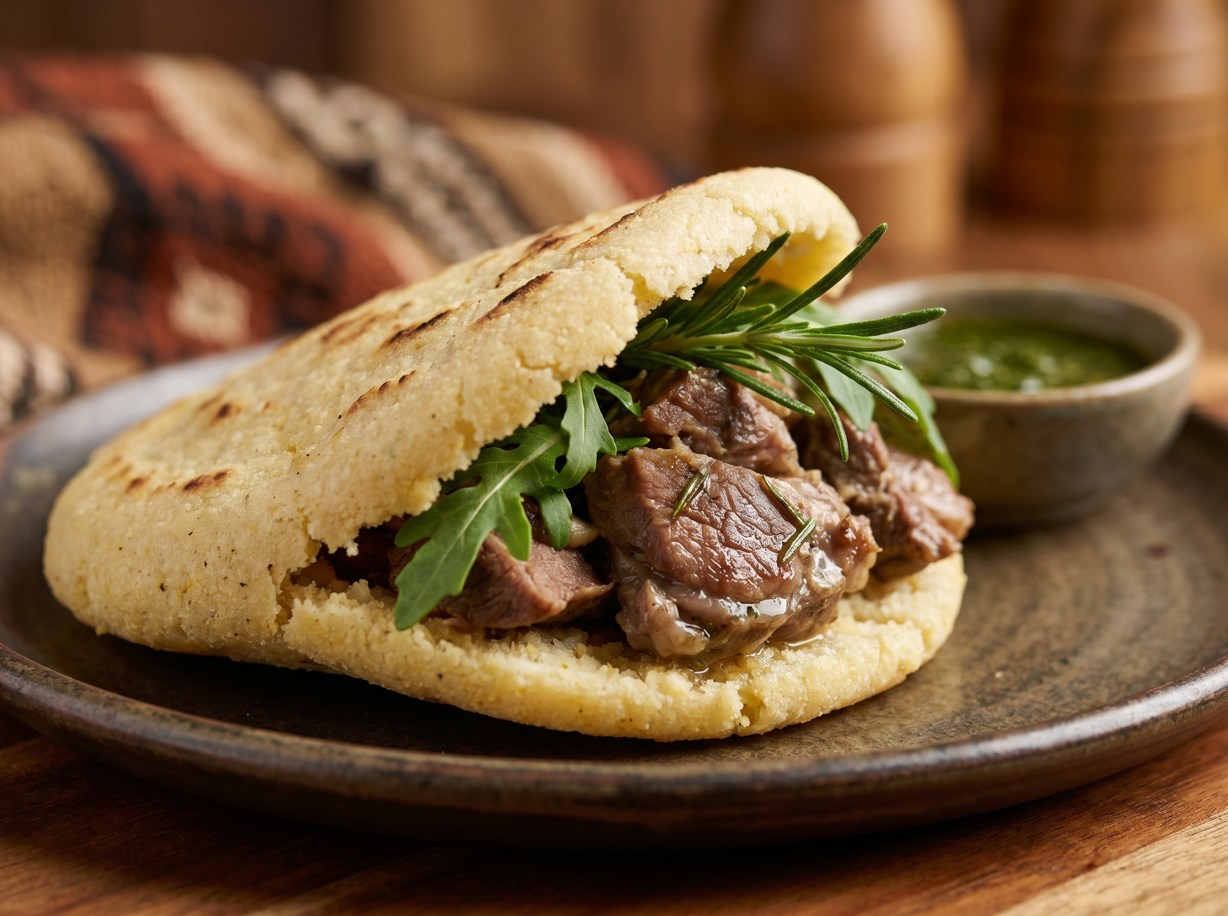 Arepa Australiana de Cordero y Romero con Masa de Arroz