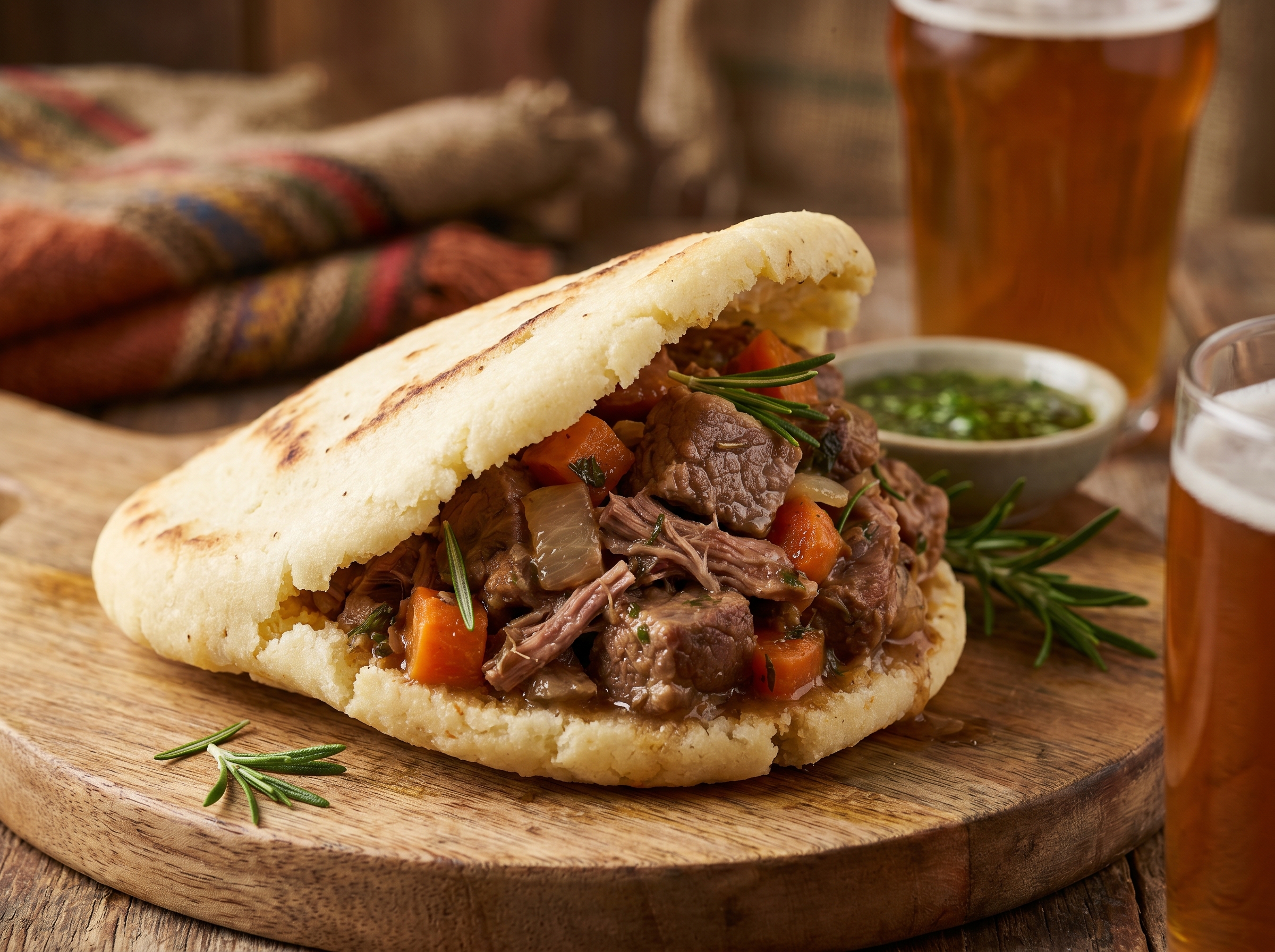 Arepa Australiana de Cordero y Romero