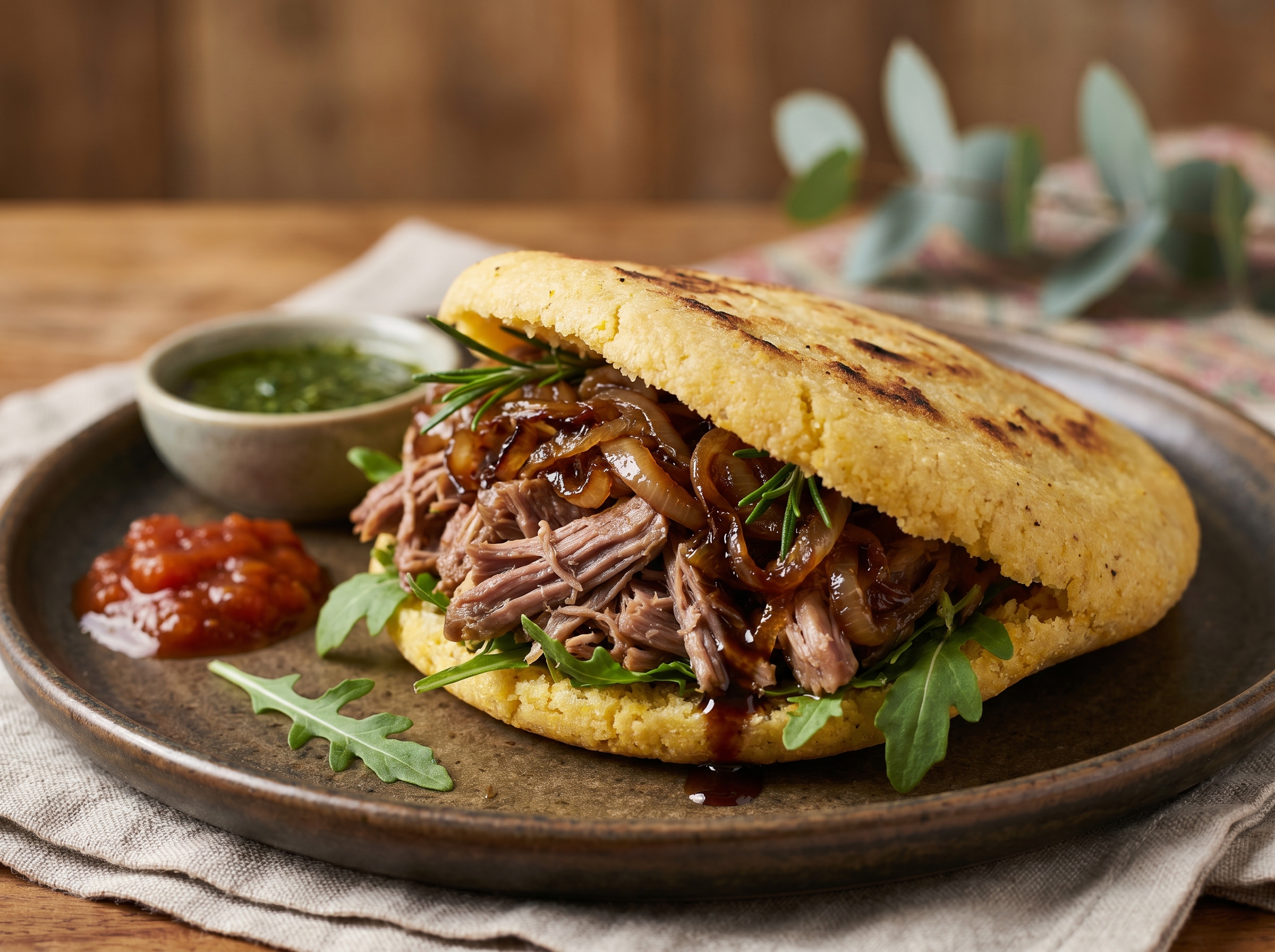 Arepa Gunnedah: Cordero al Romero y Cebolla Caramelizada