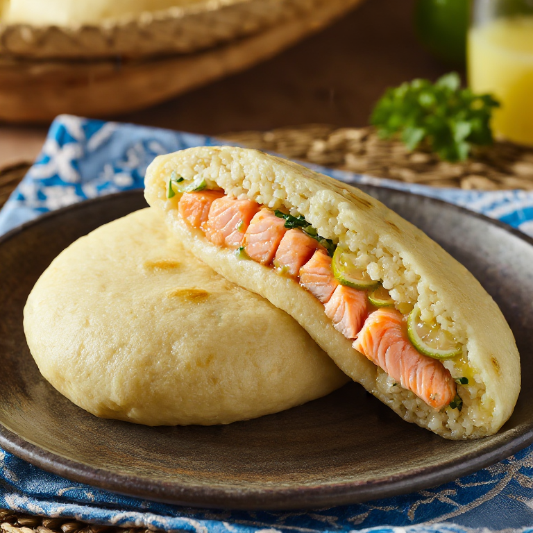 Arepa de Salmón de Tasmania con Mantequilla de Limón y Eneldo