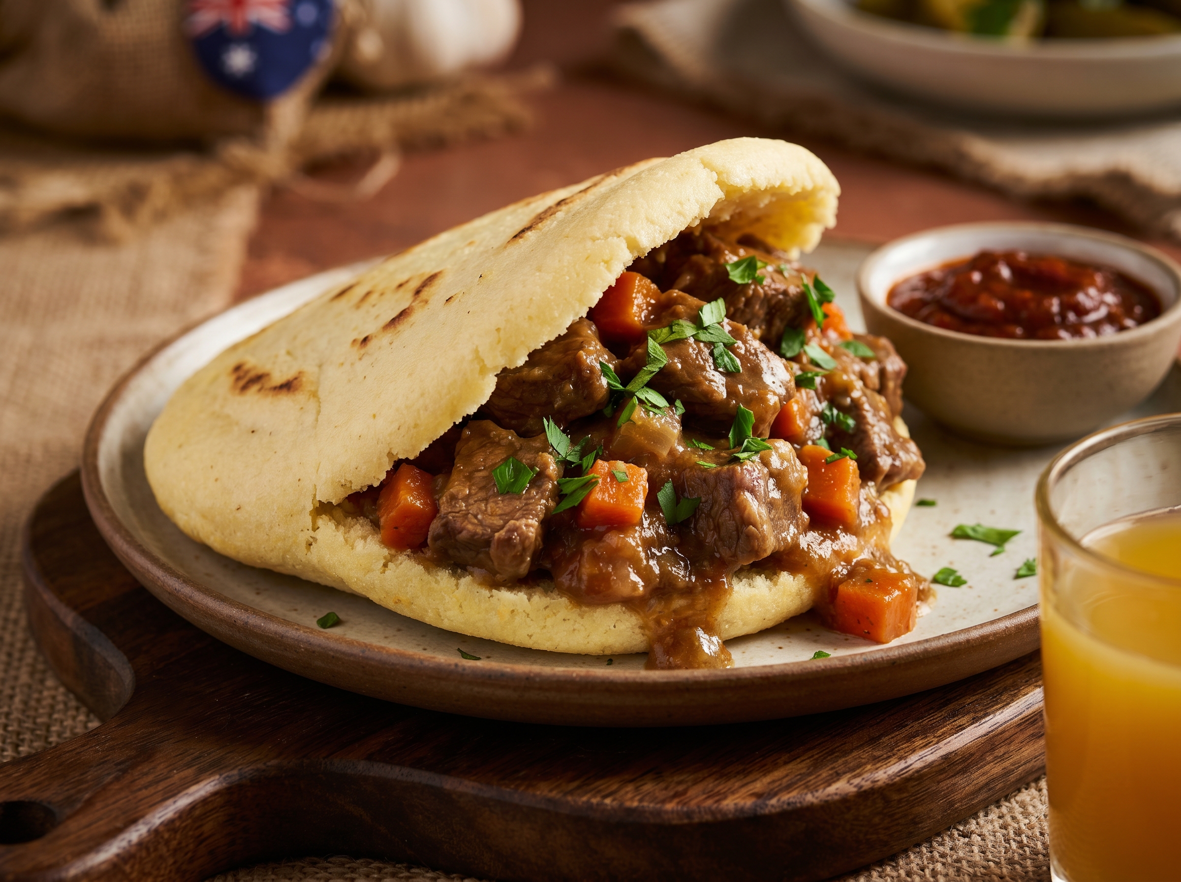 Arepa Rellena al Estilo Australiano (Beef Pie Arepa)