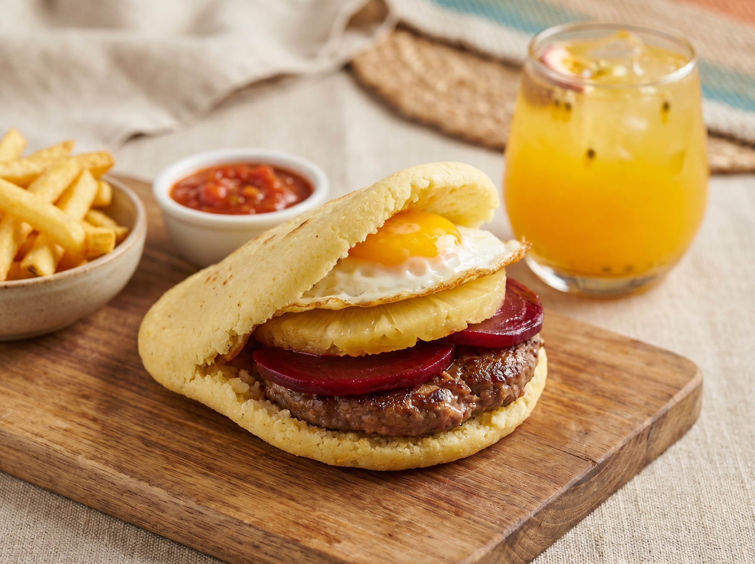 Arepa Australiana de Carne y Remolacha