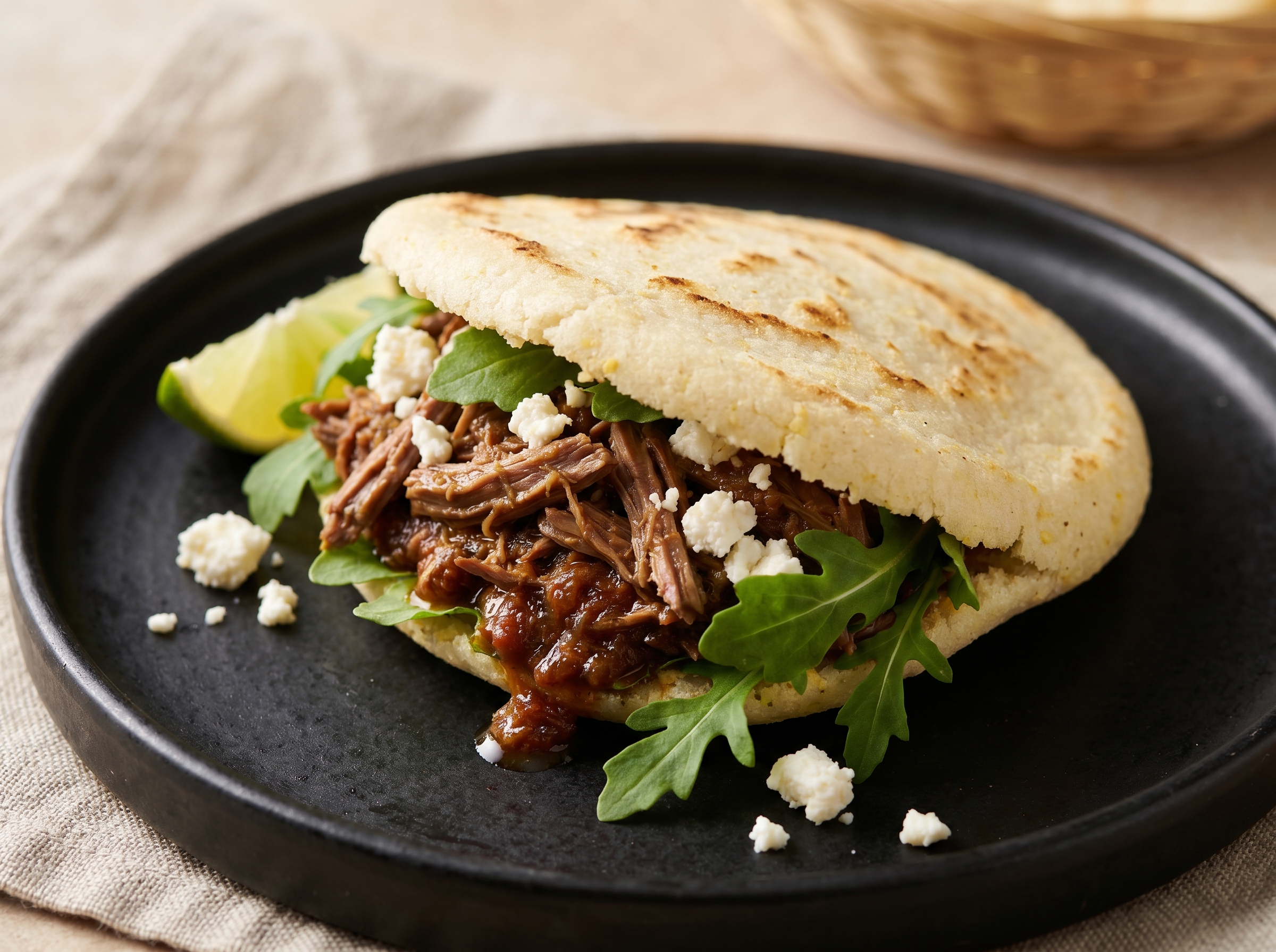 Arepa de Canguro con Relish de Tomate del Monte