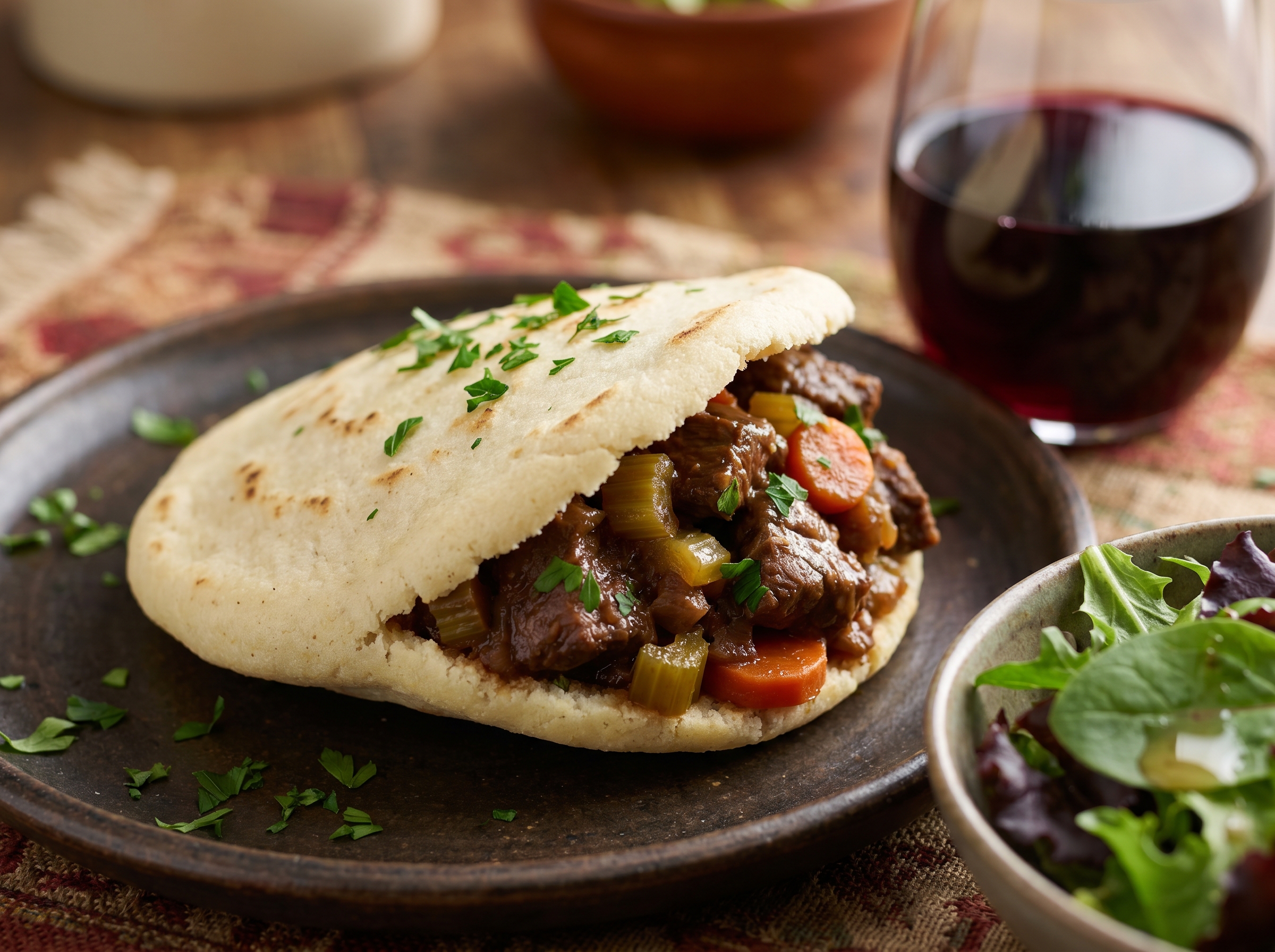 Arepa Rellena de Guiso de Carne al Vino de Margaret River