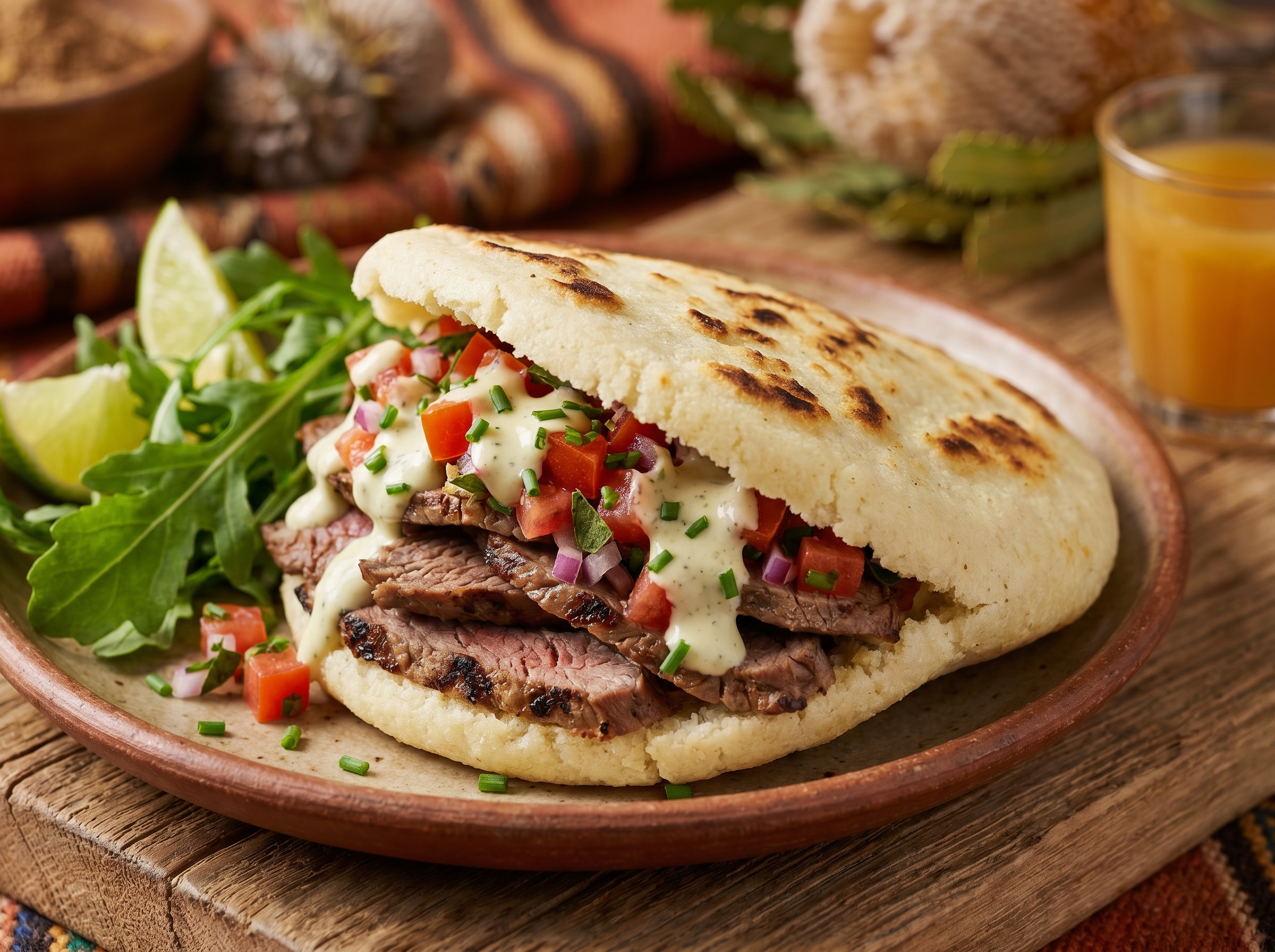 Arepa Australiana de Canguro con Salsa de Mirto Limón