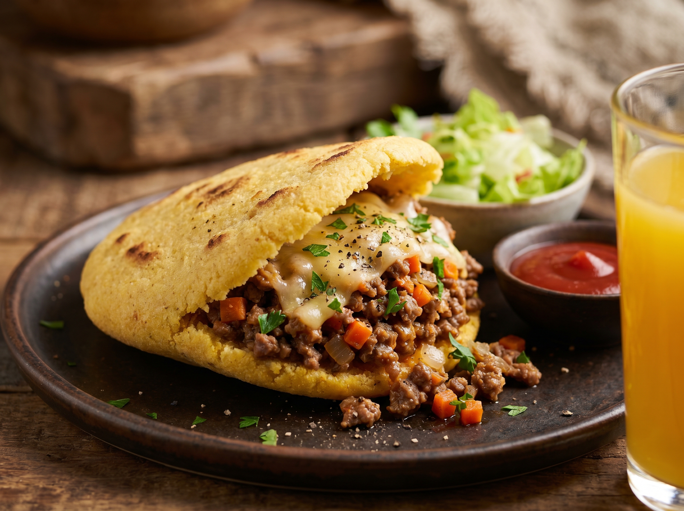 Arepa Australiana de Pastel de Carne (Meat Pie Arepa)