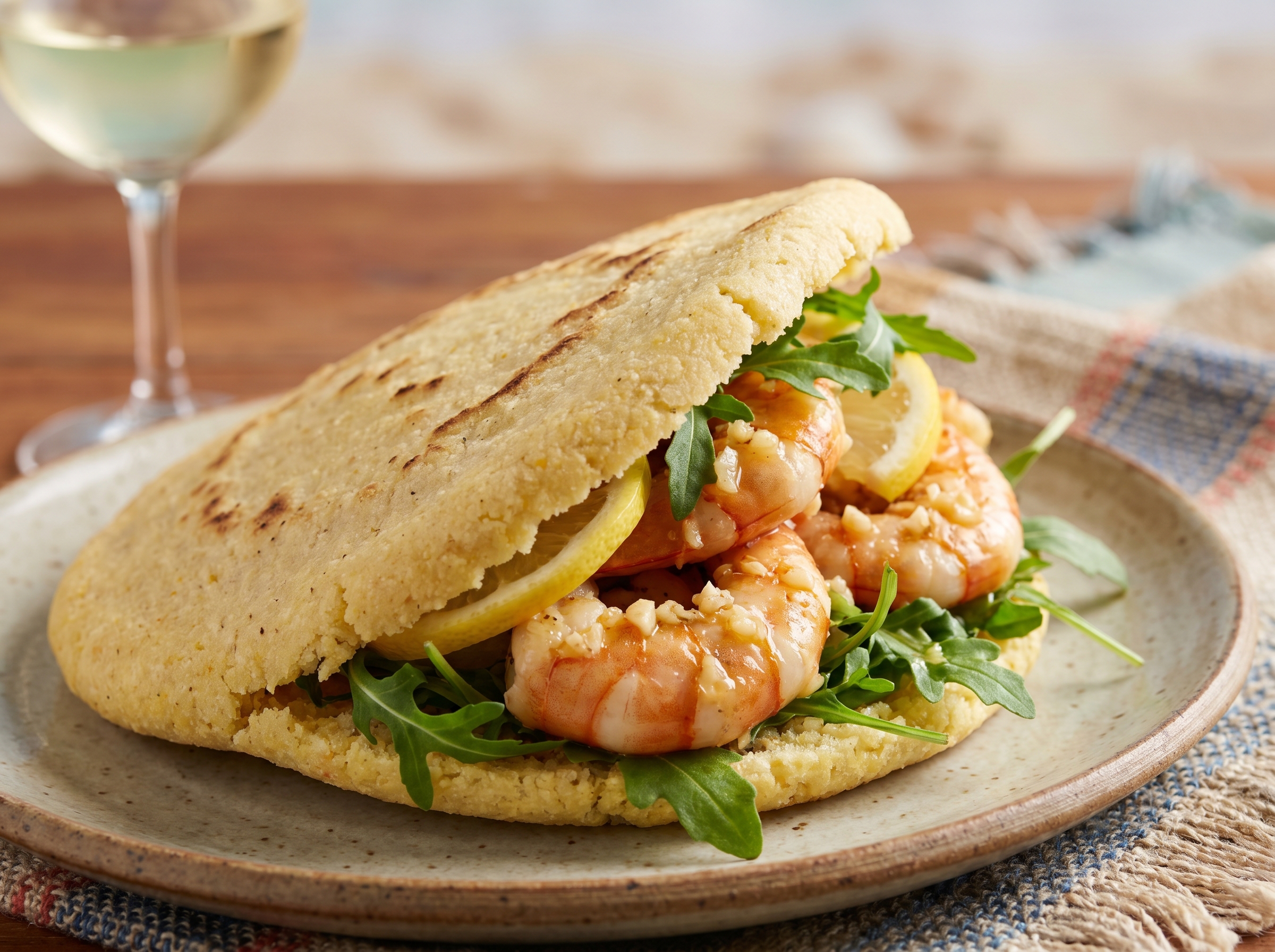 Arepa de Moreton Bay Bug con Ajo y Aguacate
