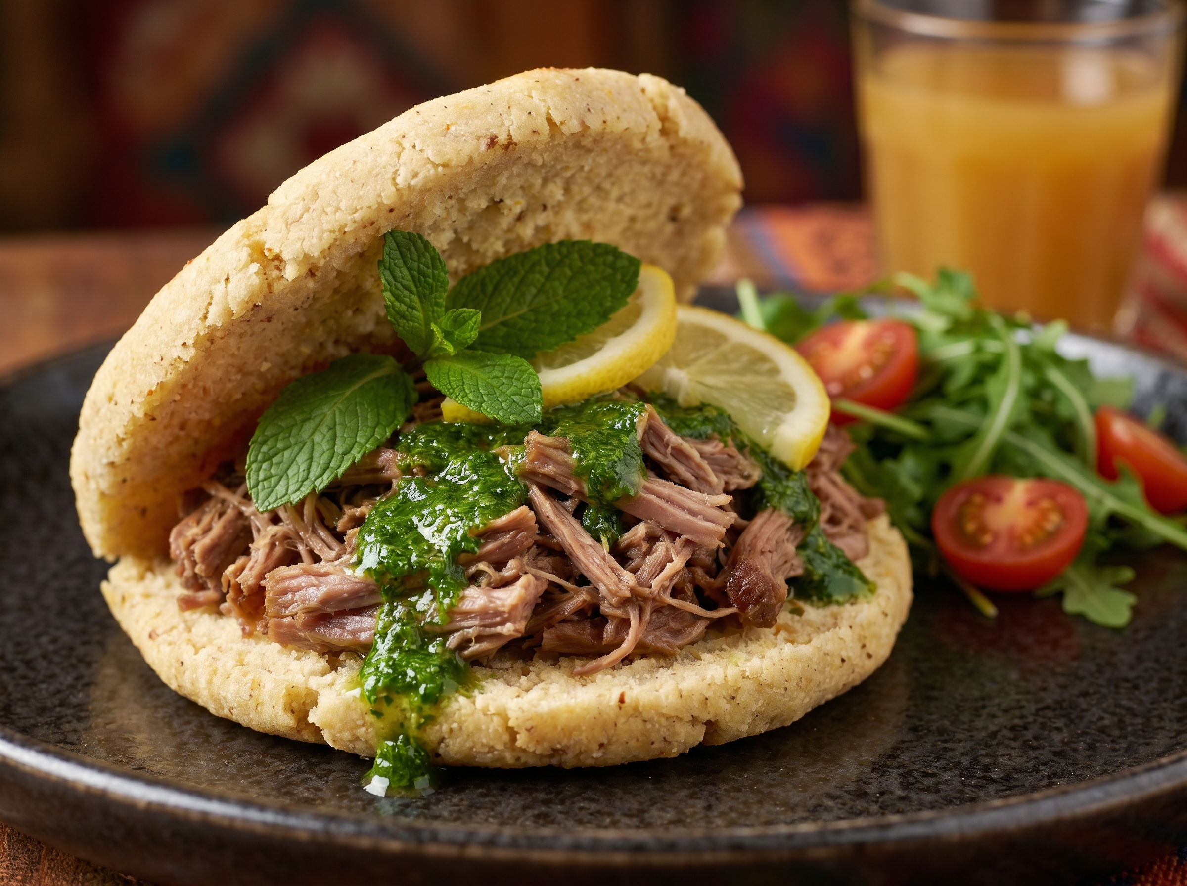 Arepa de Cordero Australiano con Salsa de Menta