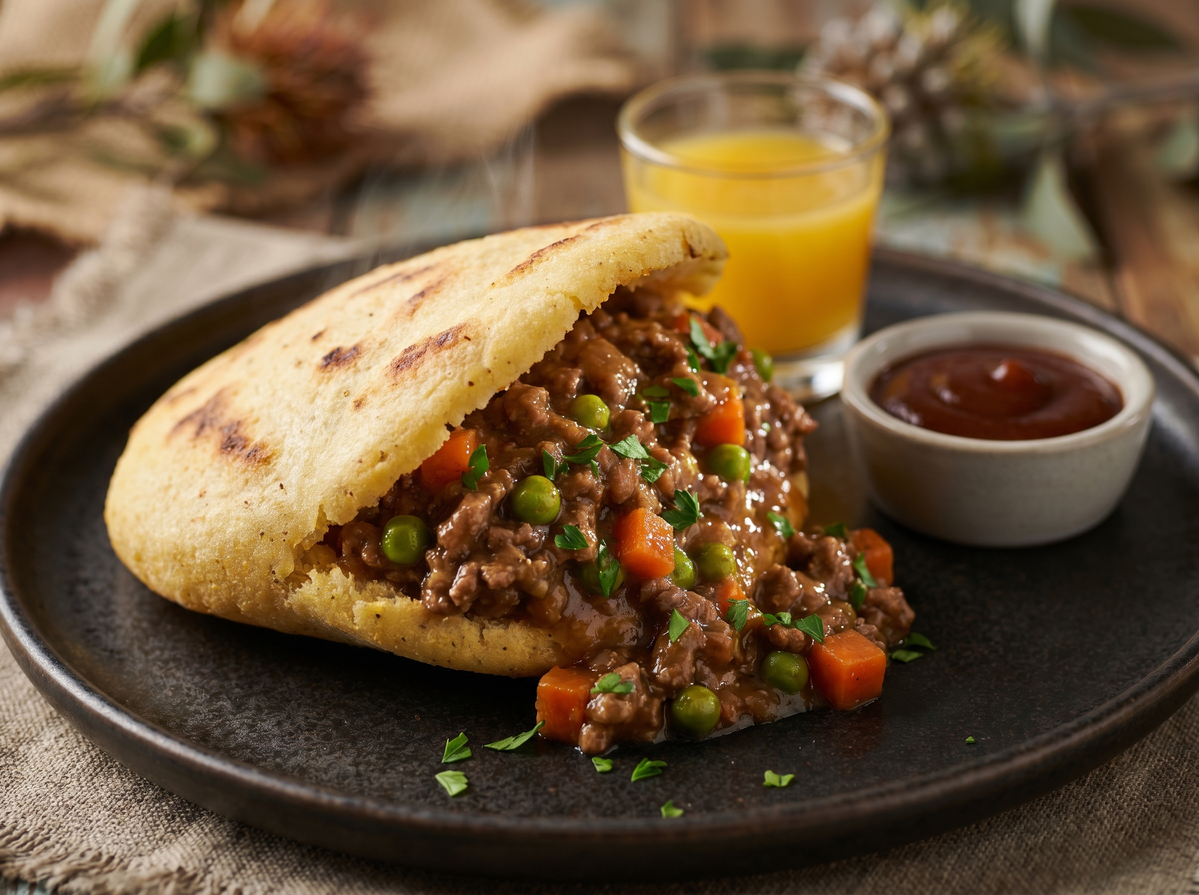 Arepa Rellena al Estilo de Nowra (Meat Pie Arepa)
