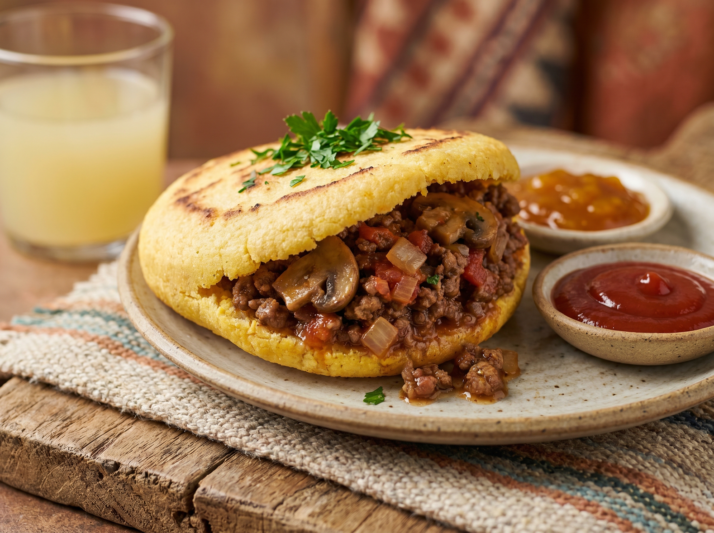 Arepa Australiana estilo Meat Pie
