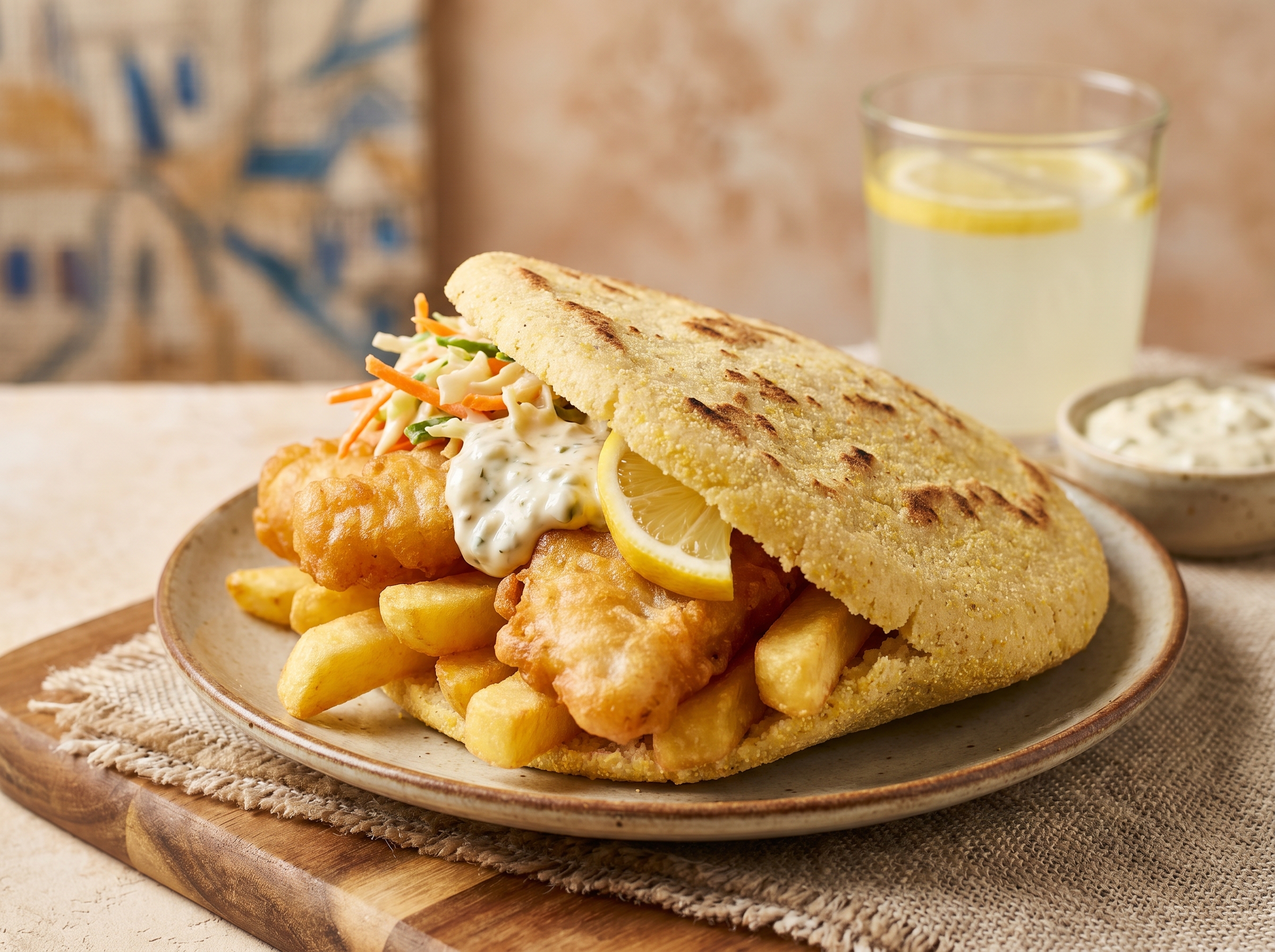 Arepa de Pescado y Papas Fritas (Fish and Chips Arepa)