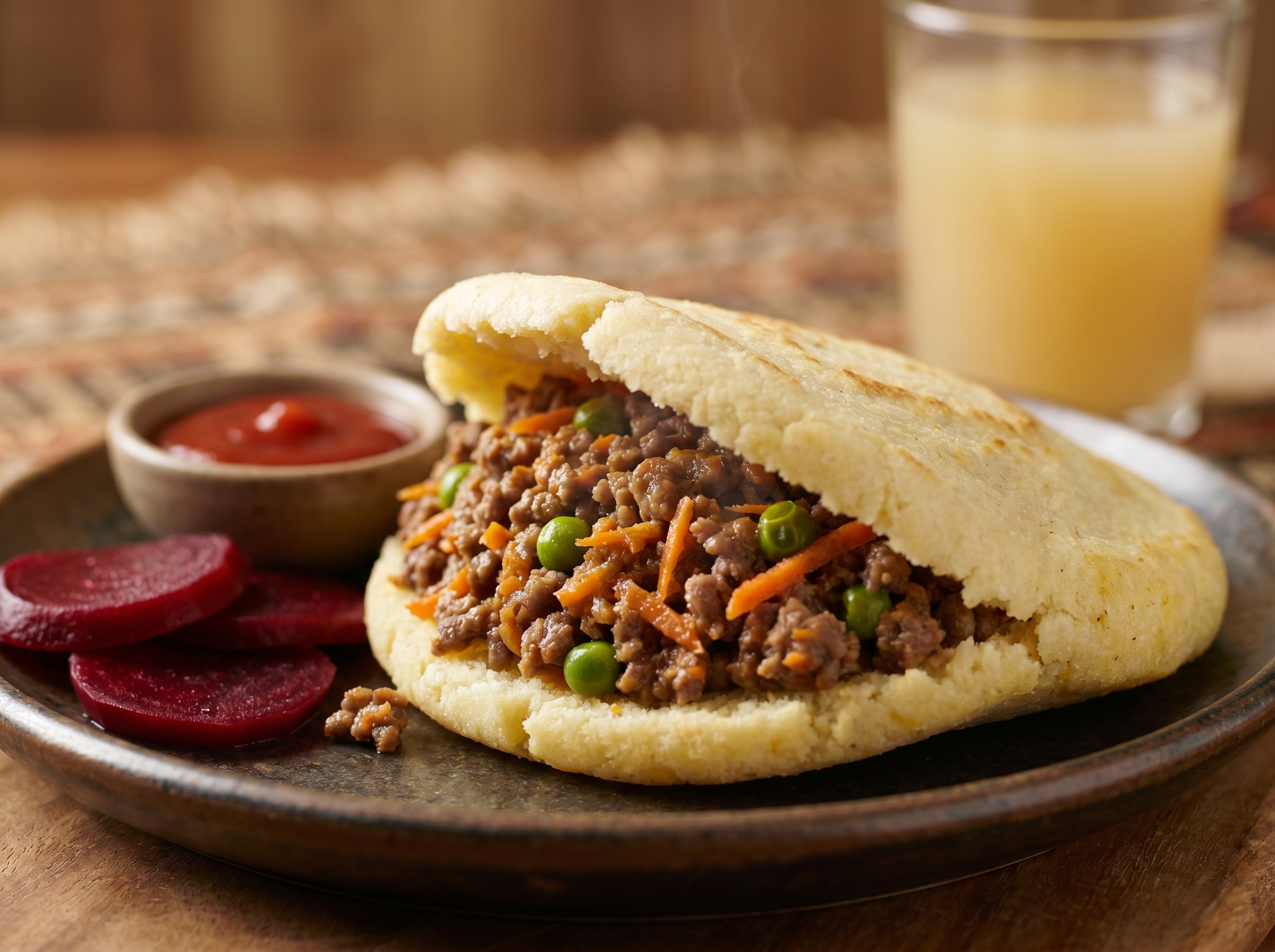 Arepa Rellena de Carne al Estilo Australiano (Australian Meat Pie Arepa)