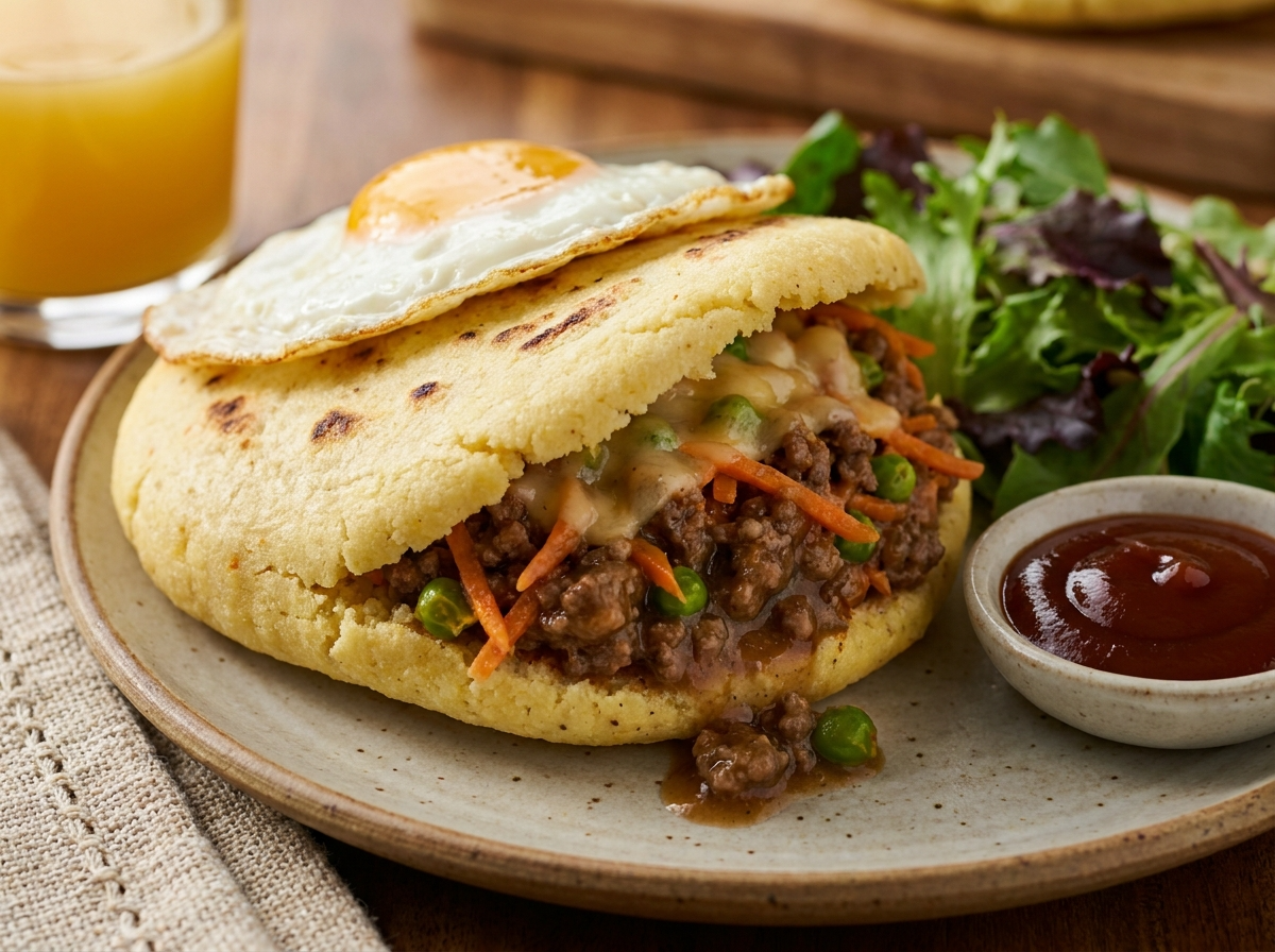 Arepa Rellena de Pastel de Carne Australiano (Meat Pie Arepa)