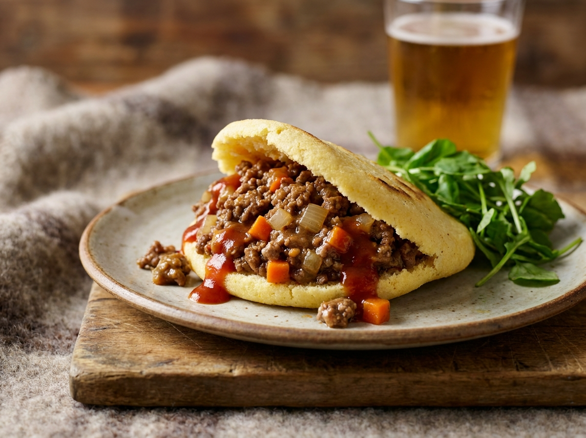 Arepa Rellena de Pastel de Carne Australiano