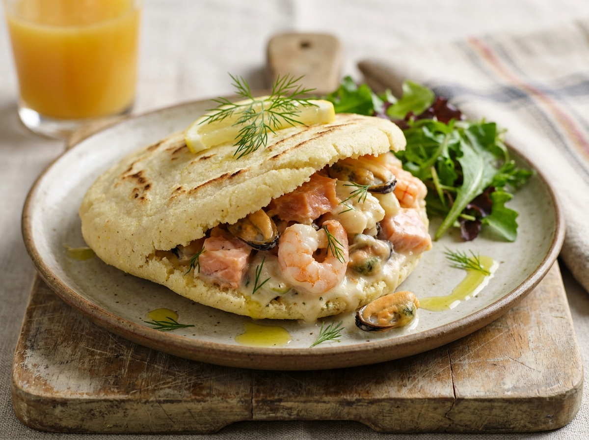 Arepa Tasmania de Mariscos