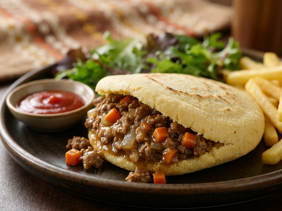 Arepa Rellena al Estilo de la Torta de Carne Australiana (Aussie Meat Pie Arepa)