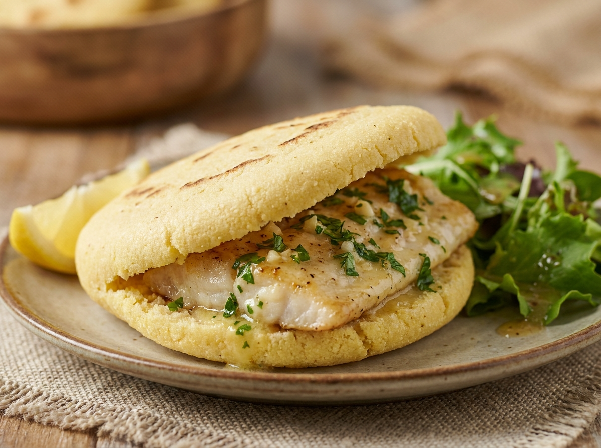Arepa Australiana de Pescado Streaky Bay con Mantequilla de Limón
