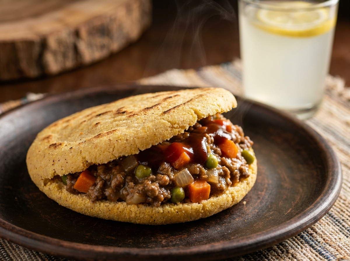 Arepa Rellena de Pastel de Carne Australiano