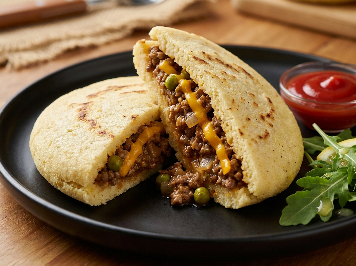 Arepa Australiana Rellena de Carne (Meat Pie Arepa)