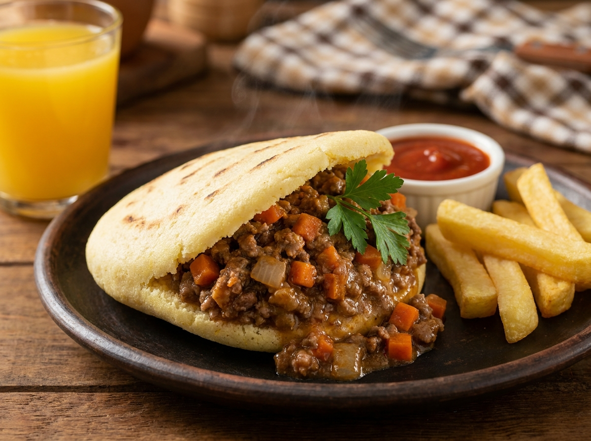 Arepa Rellena de Carne al Estilo Australiano (Meat Pie Arepa)
