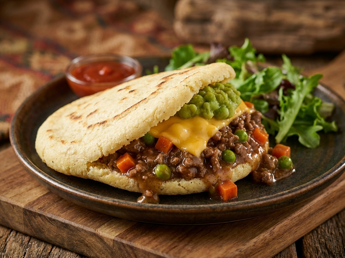 Arepa Aussie Pie: Relleno de Pastel de Carne Australiano