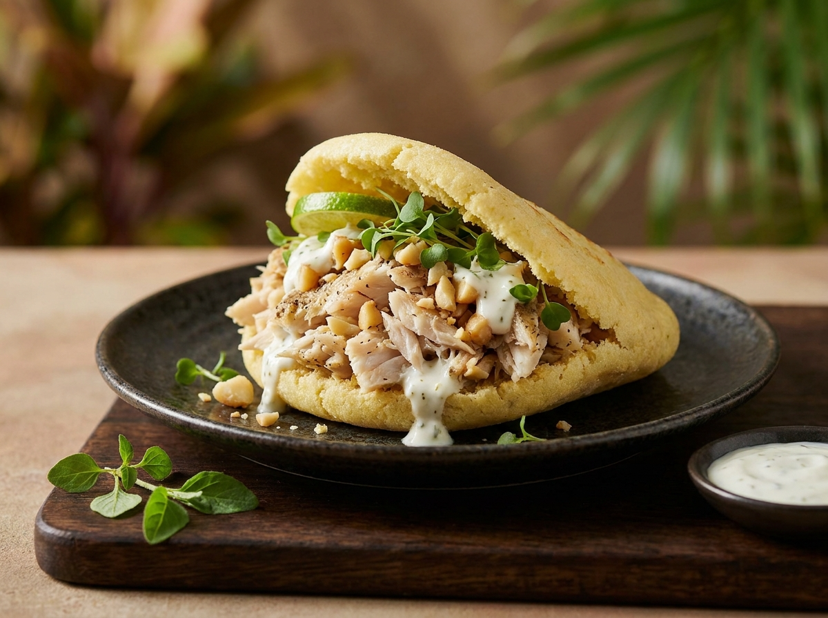 Arepa de Barramundi con Limón Mirtáceo y Macadamia