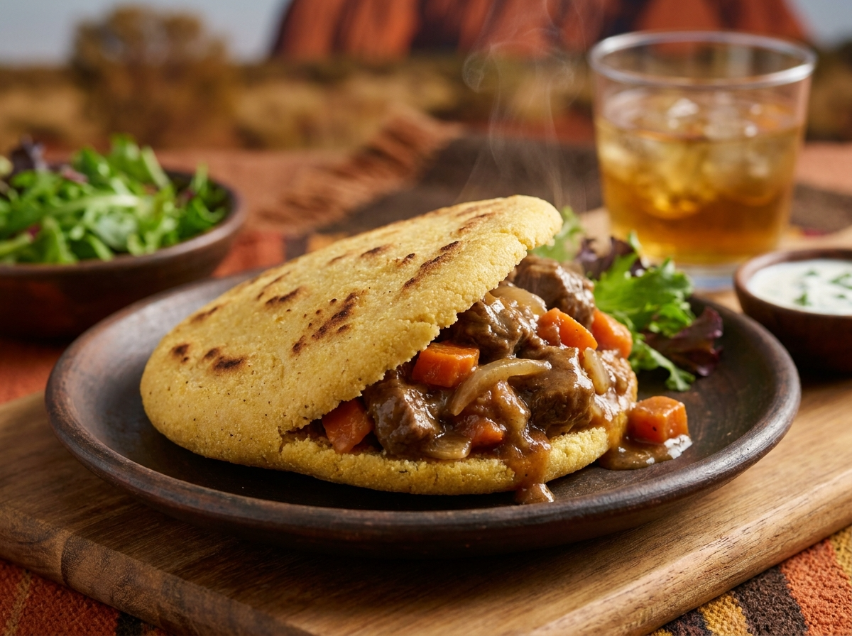 Arepa Rellena de Carne al Estilo Drover’s Pie