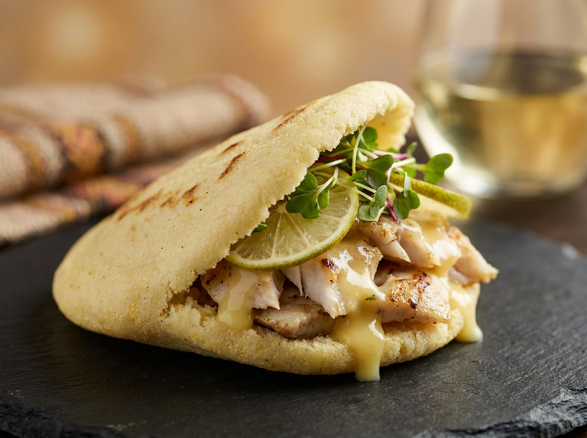 Arepa Rellena de Barramundi con Cítricos y Hierbas Nativas Australianas