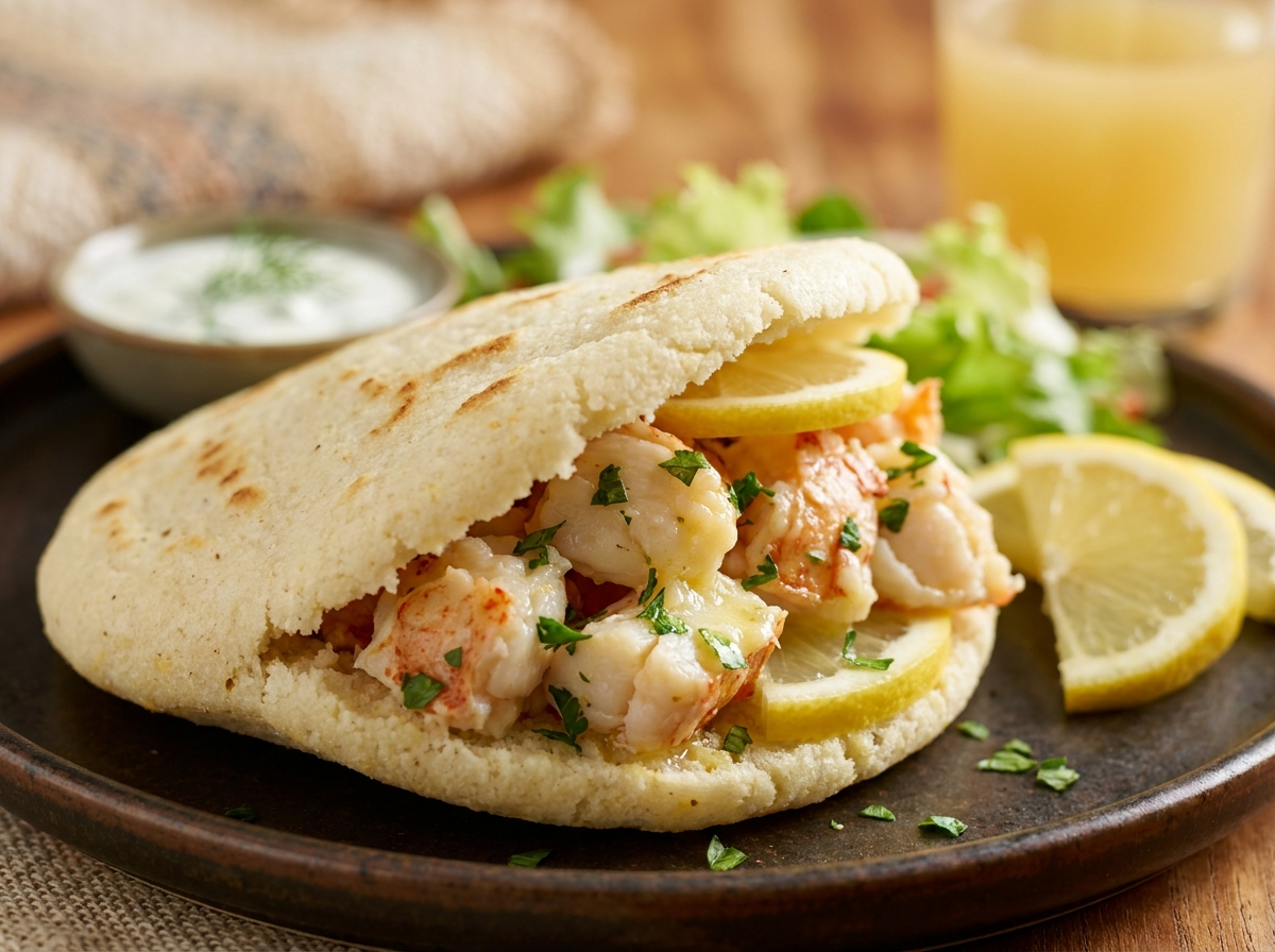 Arepa de Bug de Moreton Bay con Mantequilla de Ajo y Limón