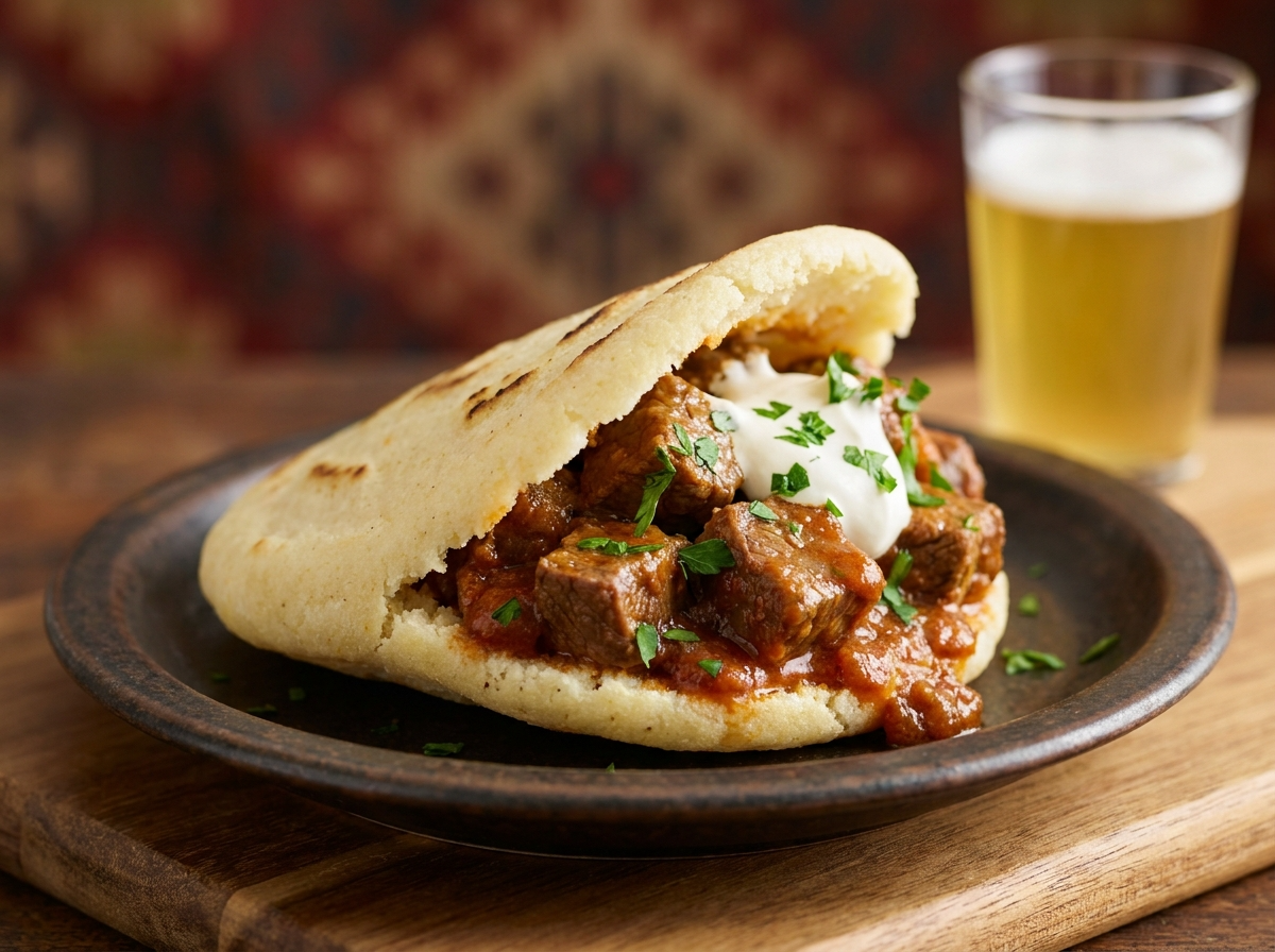 Arepa de Goulash Austríaco