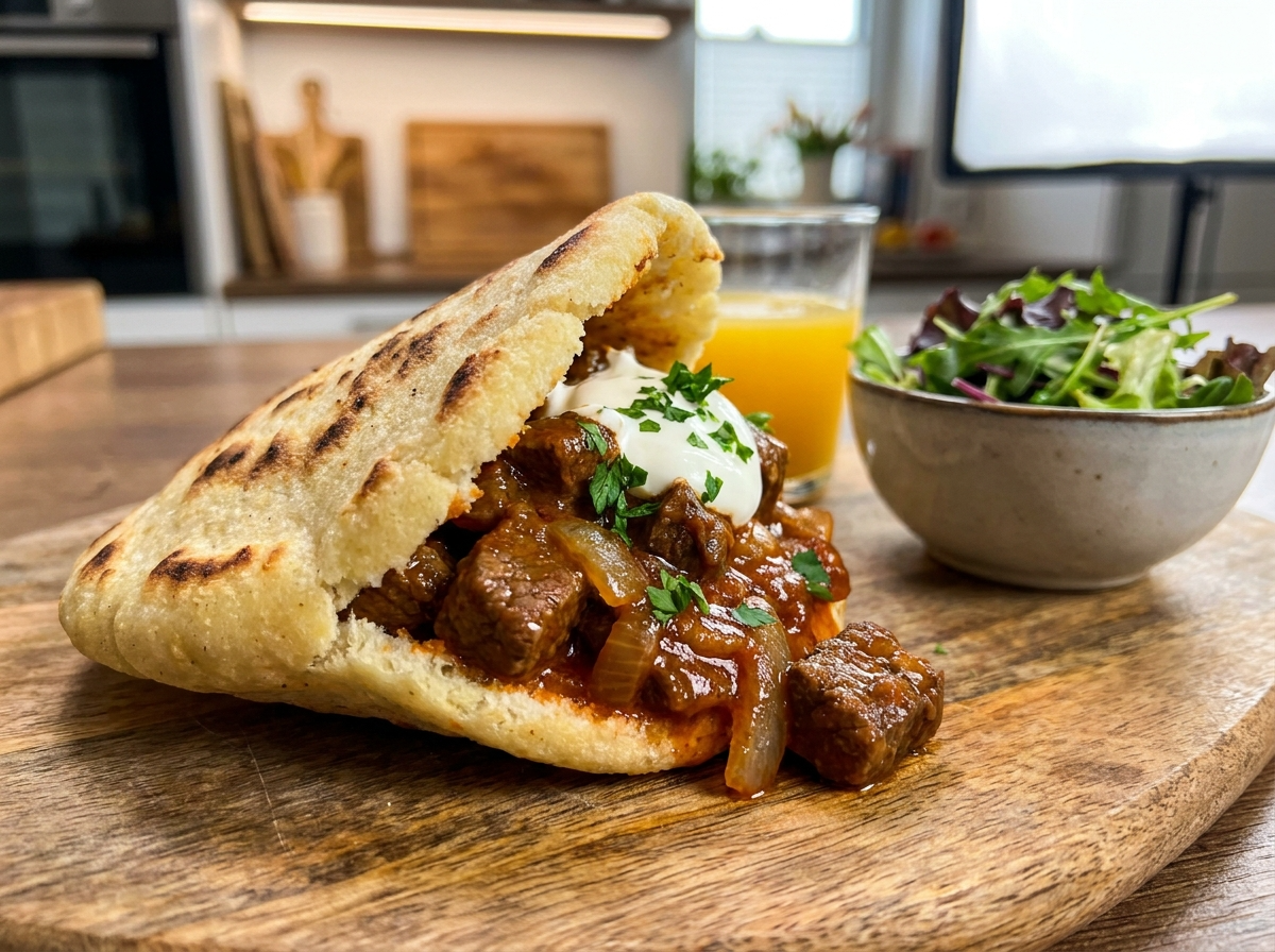 Arepa Rellena de Gulasch Estirio