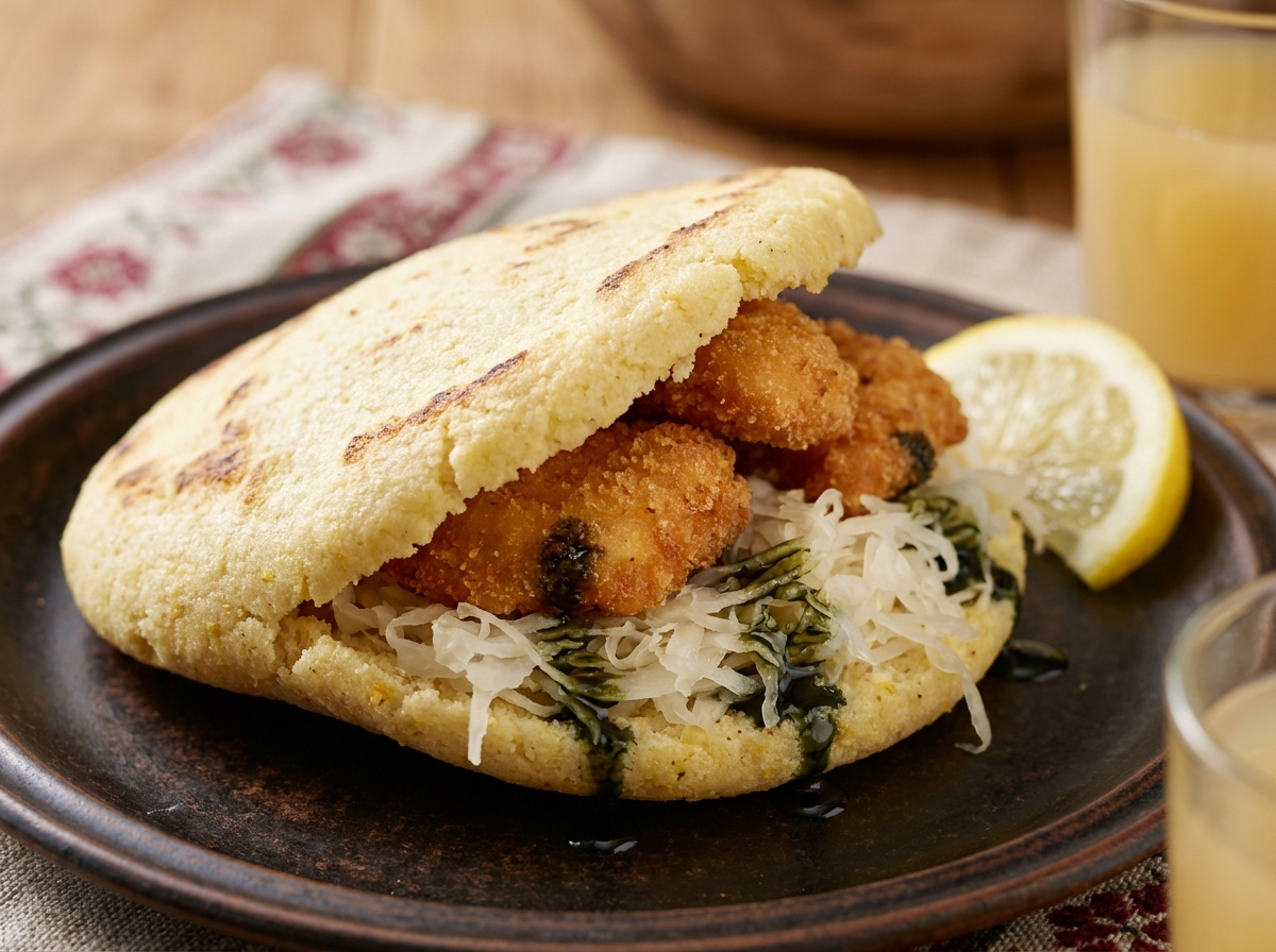 Arepa de Backhendl Estirio (Pollo Frito Estirio)