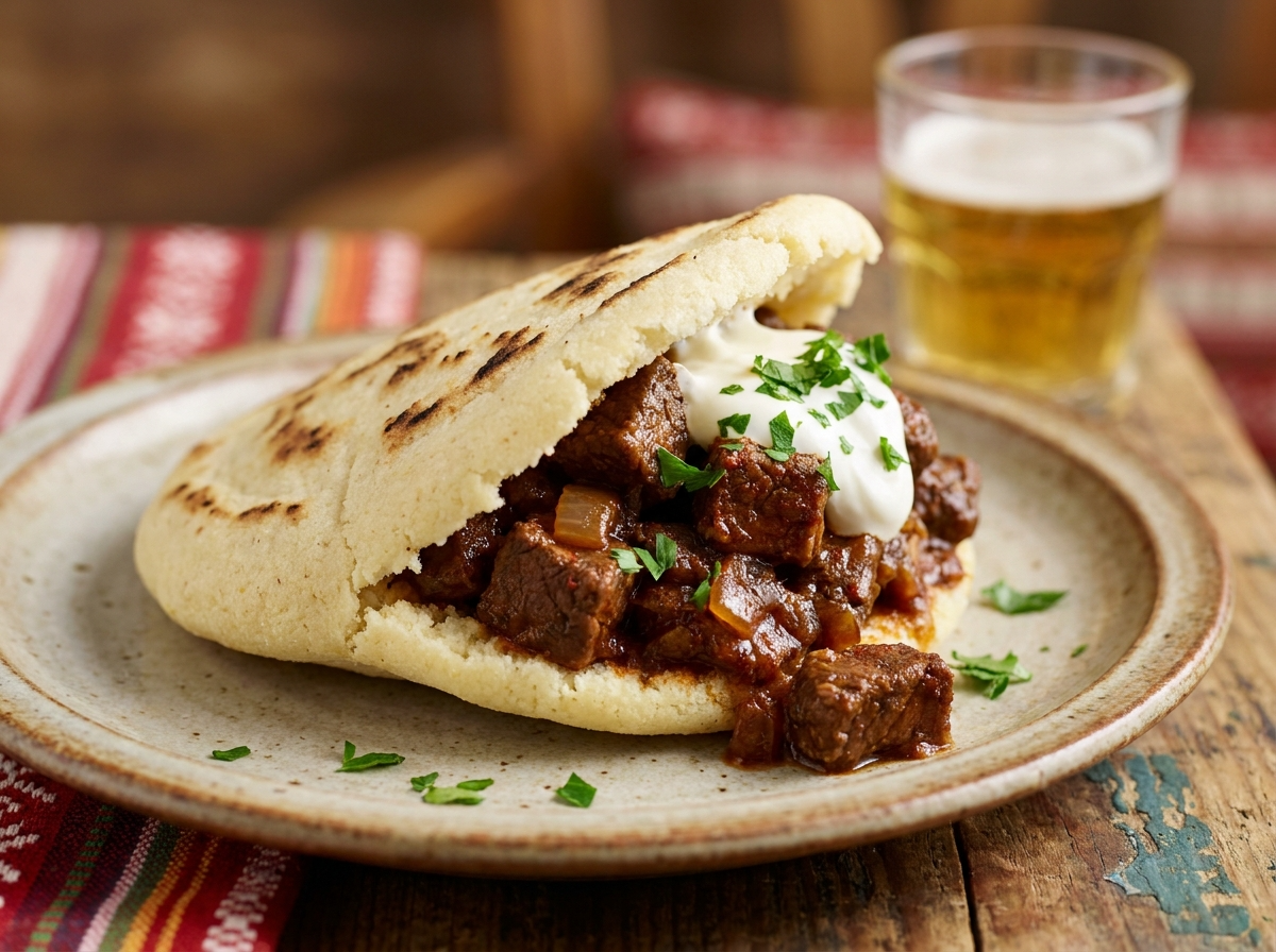 Arepa de Rindsgulasch (Goulash de Res Austriaco)
