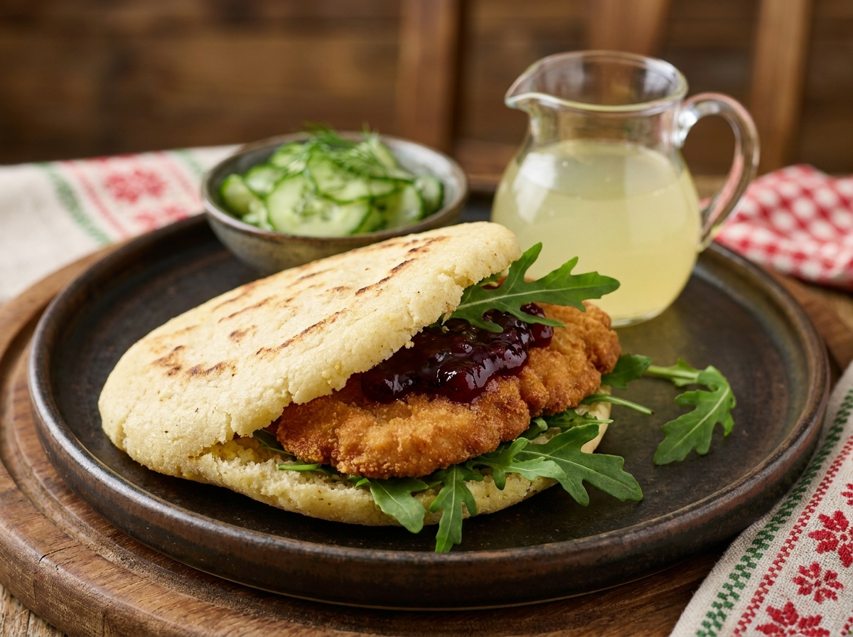 Arepa Estilo Wiener Schnitzel (Schnitzel-Arepa Austriaca)