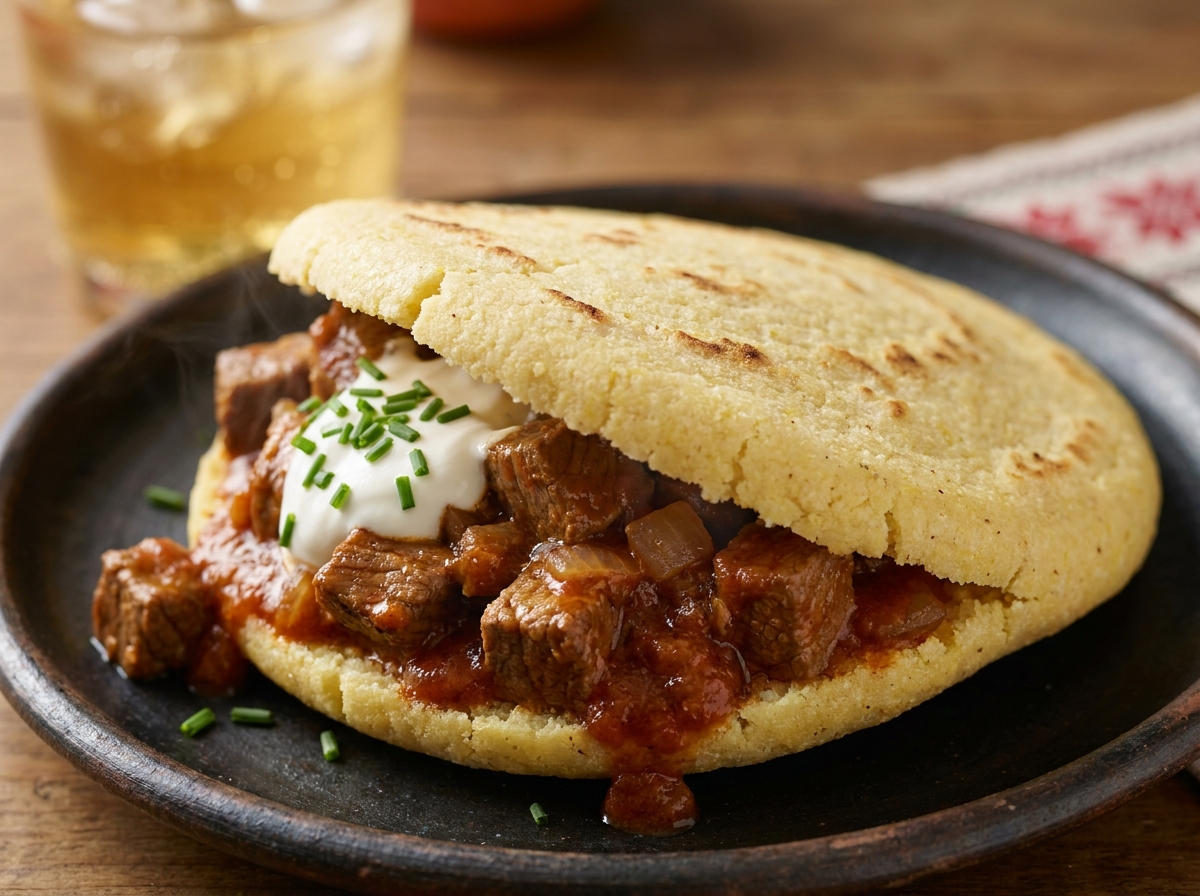 Arepa de Goulash Austriaco
