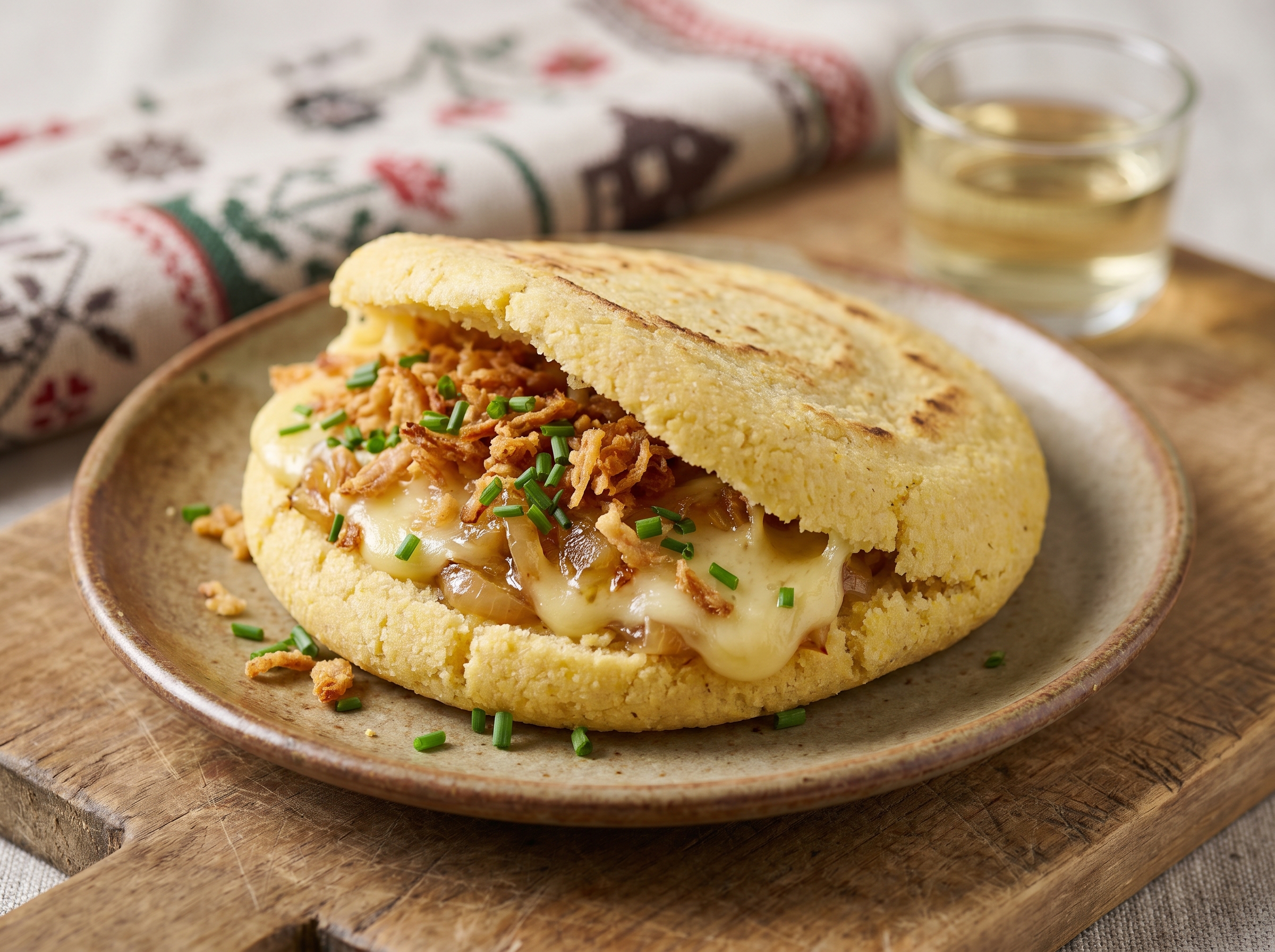 Arepa de Käsesuppe al estilo Vorarlberg