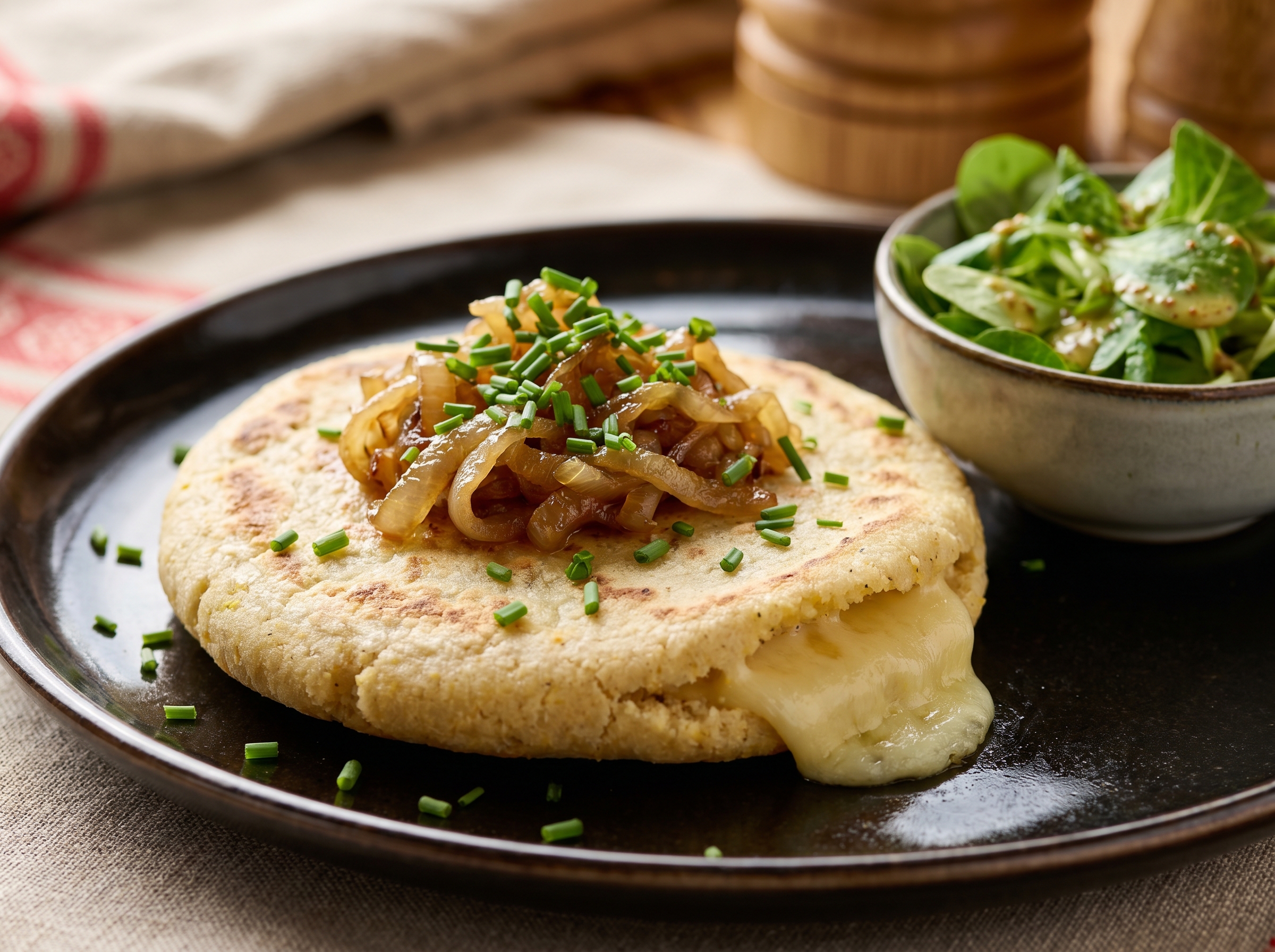 Arepa de Queso y Cebolla al Estilo Pinzgauer Kasnocken