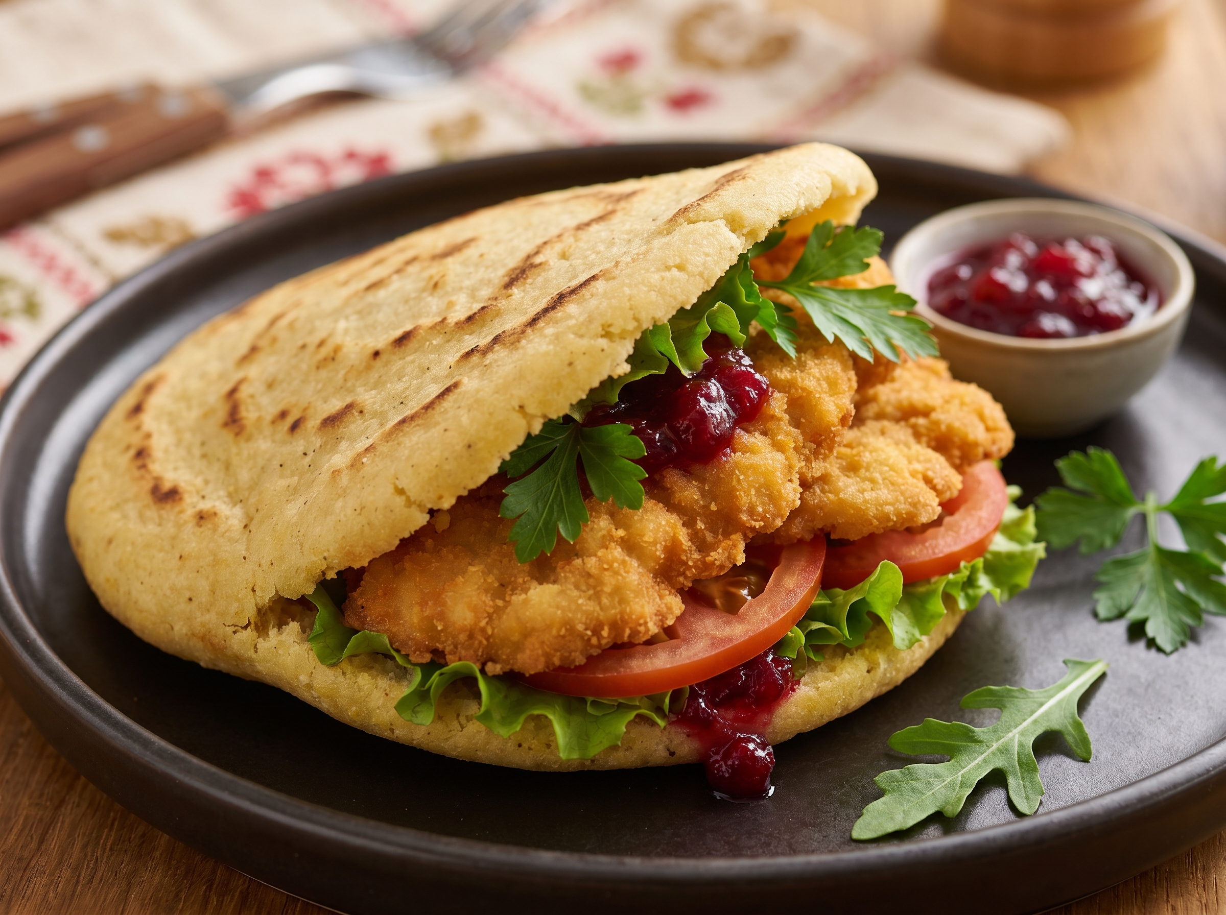 Arepa de Wiener Schnitzel (Fusión Austro-Venezolana)