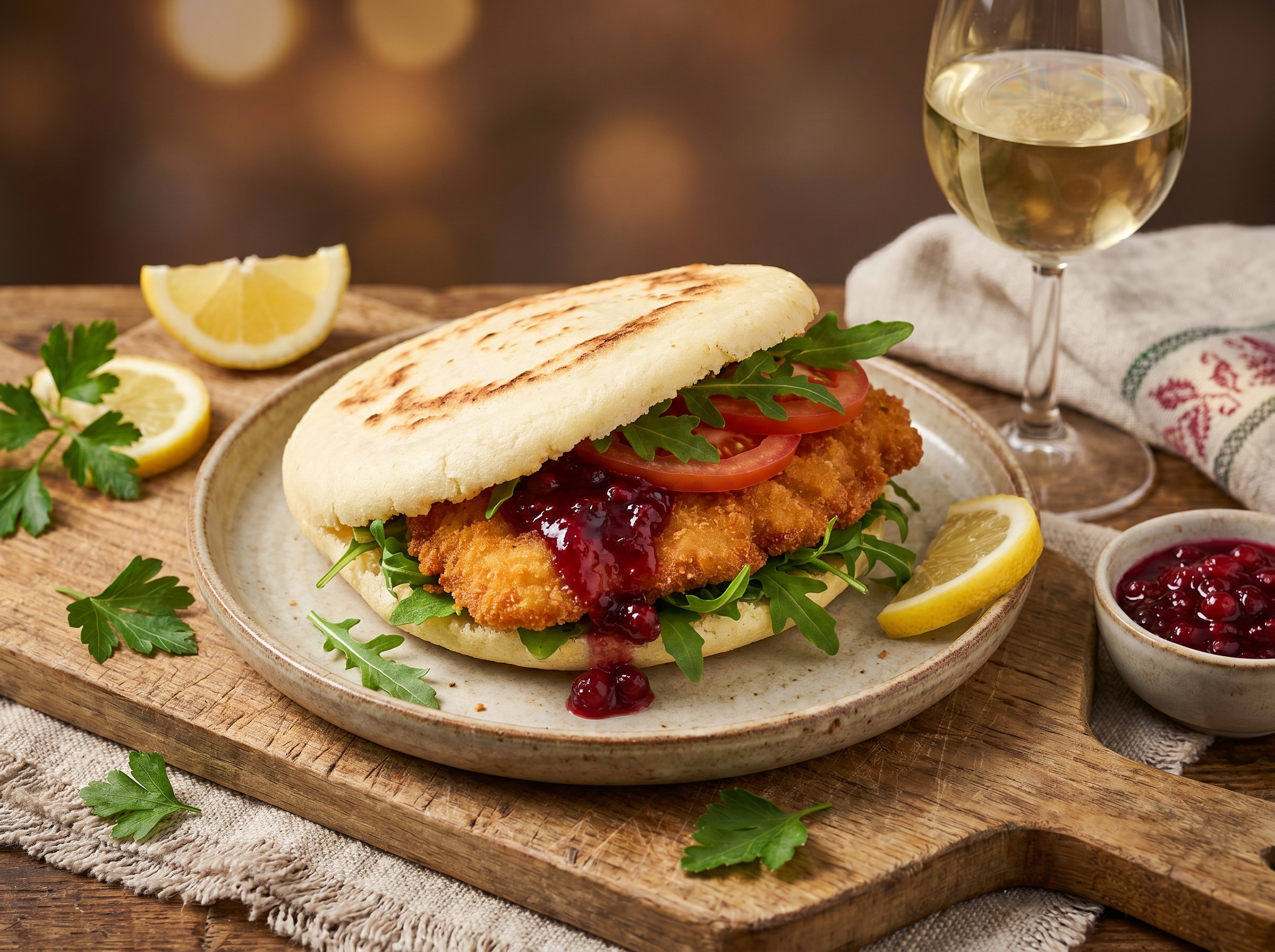 Arepa de Schnitzel Vienés