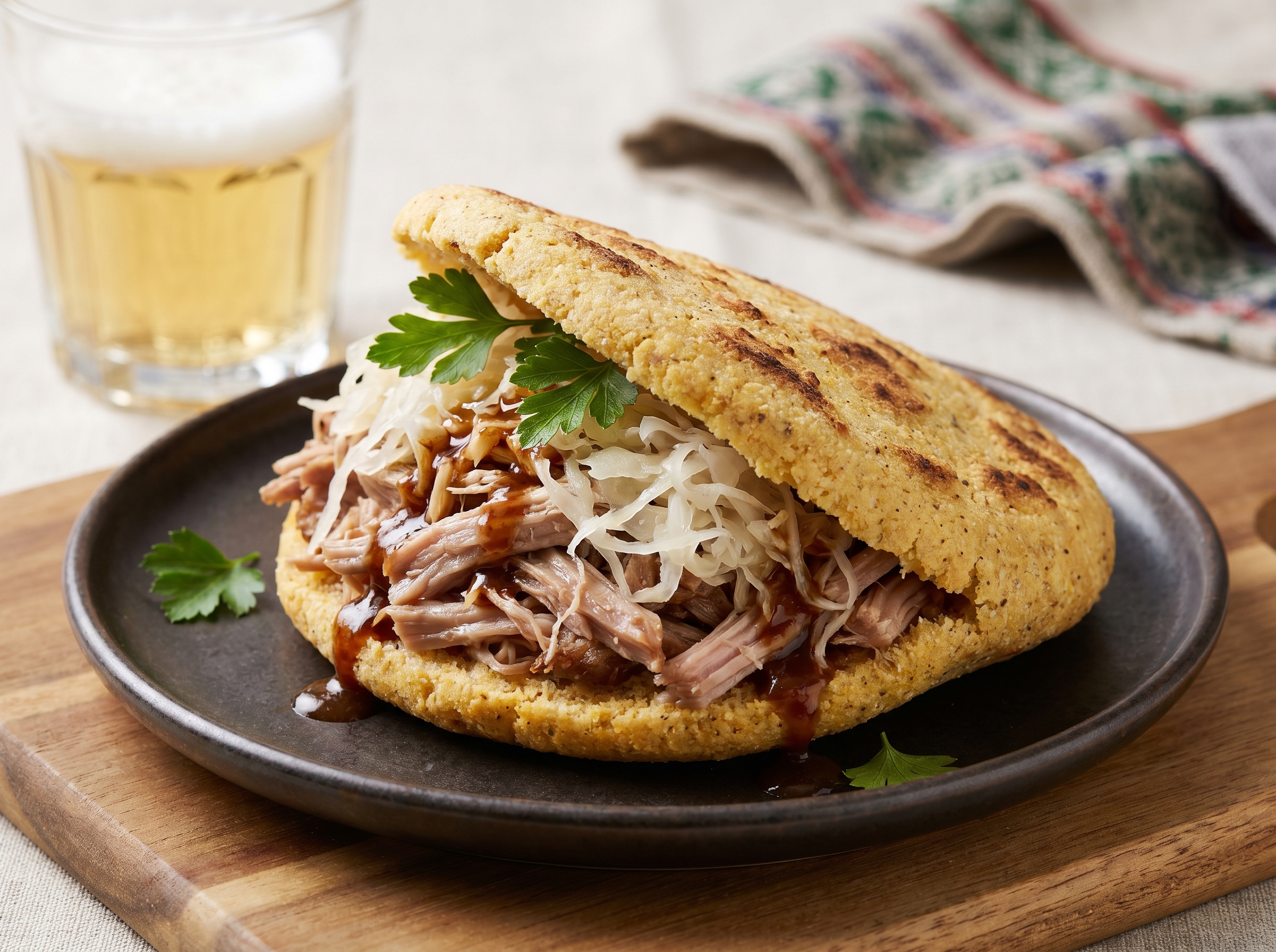 Arepa de Schweinsbraten: Fusión austro-venezolana