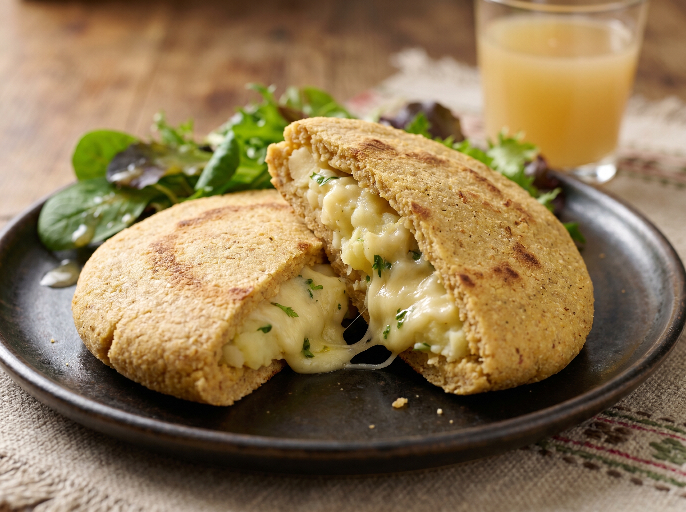 Arepa de Kasnudel: Relleno de Queso y Patata al Estilo Alpino