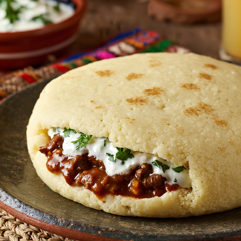 Arepa de Gulasch Austriaco (Austrian Goulash Arepa)