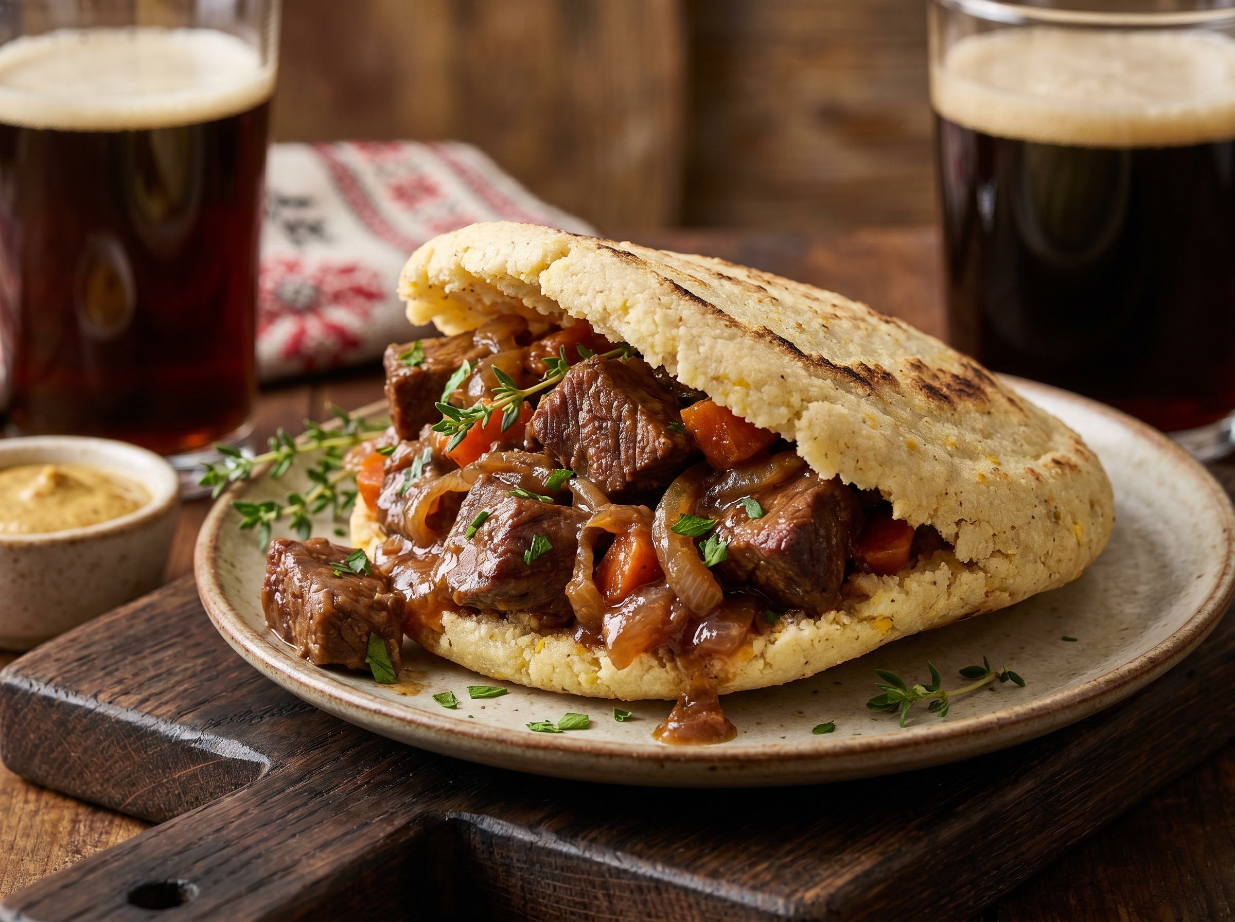 Arepa de Bierfleisch (Estilo Steyr, Austria)