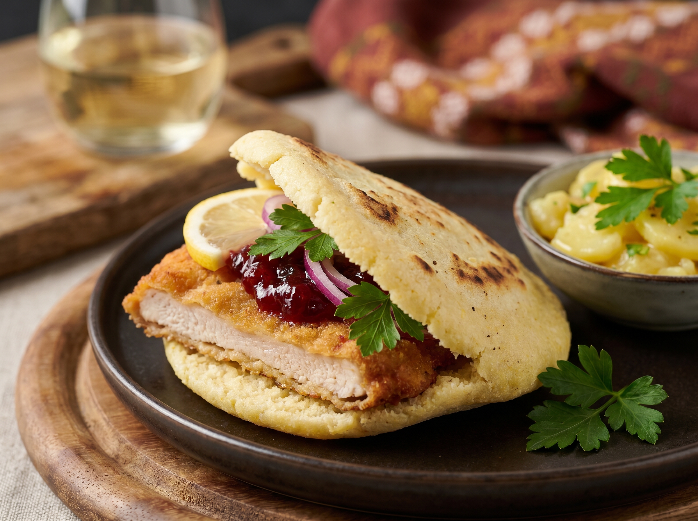 Arepa Wiener Schnitzel: La fusión vienesa en maíz