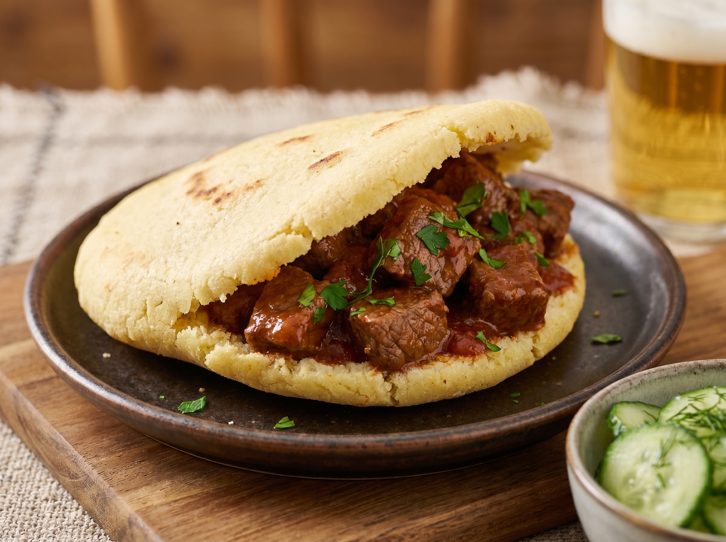 Arepa Rellena de Goulash Austriaco (Thalgau Style)