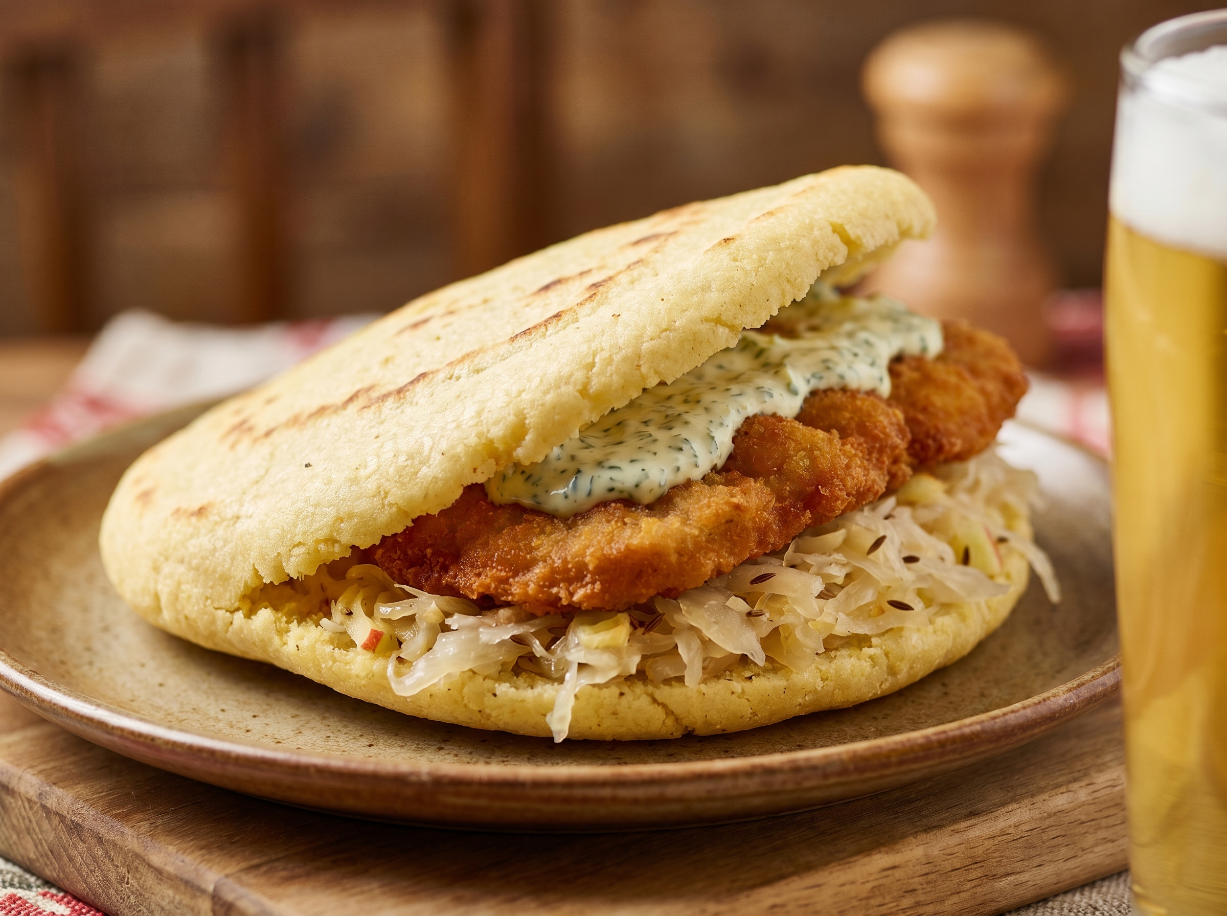 Arepa de Wiener Schnitzel: Fusión Austro-Venezolana