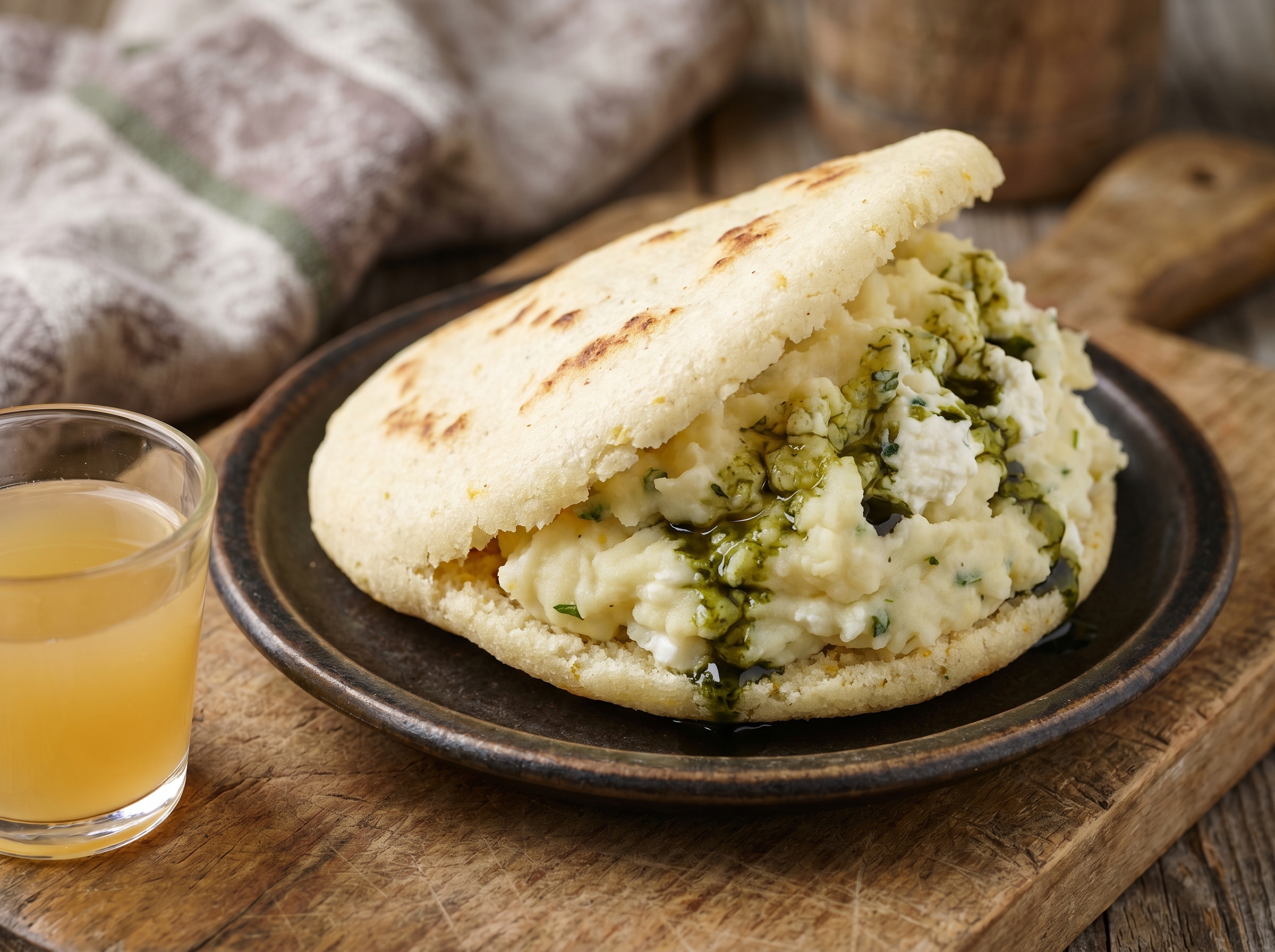 Arepa Carintia: Rellena de Kasnudeln y Aceite de Calabaza