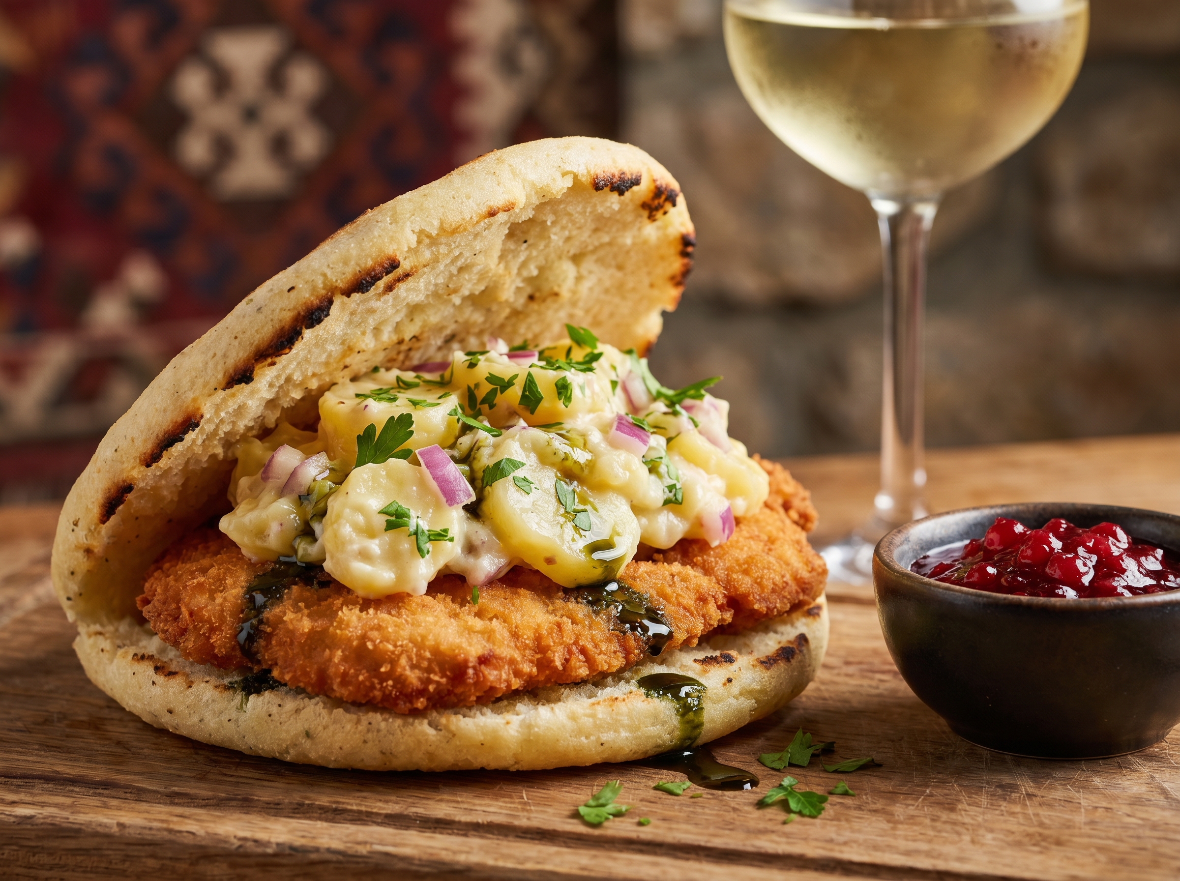 Arepa al Estilo Weinviertel: Schnitzel y Ensalada de Papa